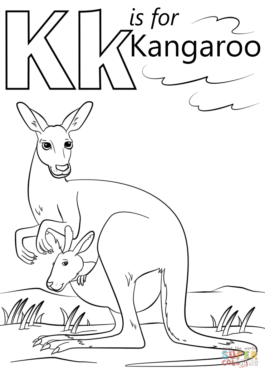 K Is For Kangaroo Coloring Page Free Printable