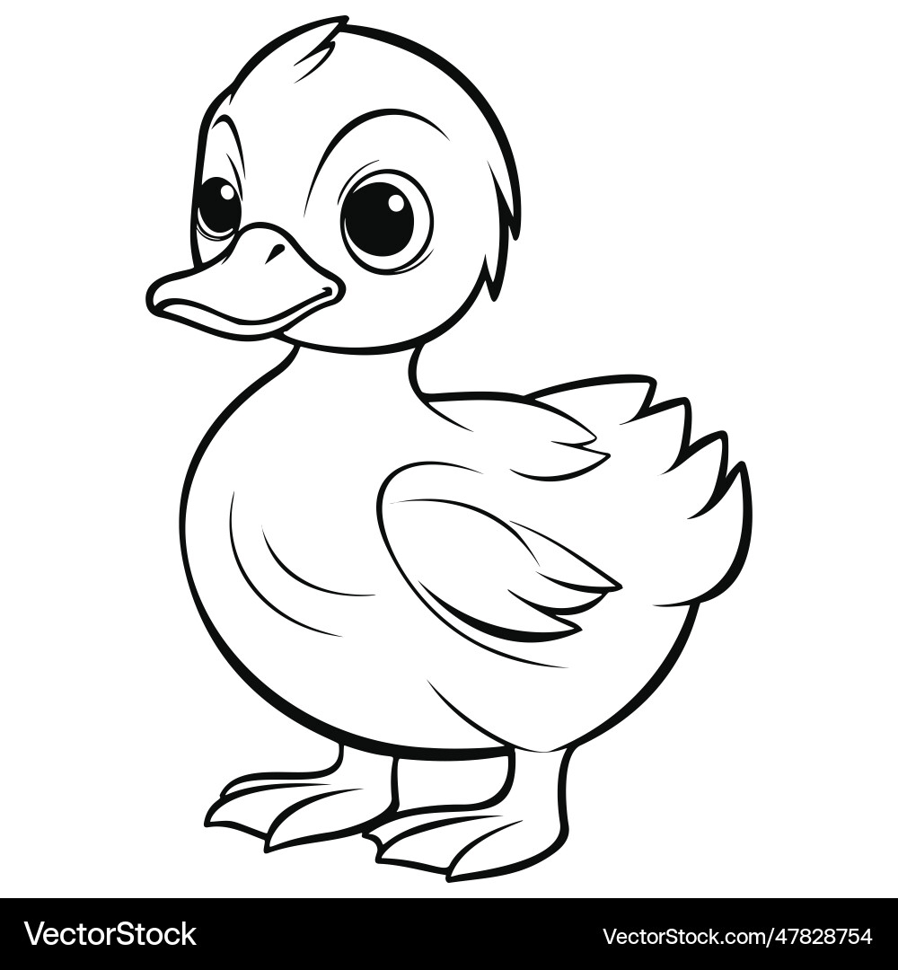 Kawaii Duck Coloring Page Royalty Free Vector VectorStock Kawaii Duck Coloring Page Royalty Free Vector VectorStock