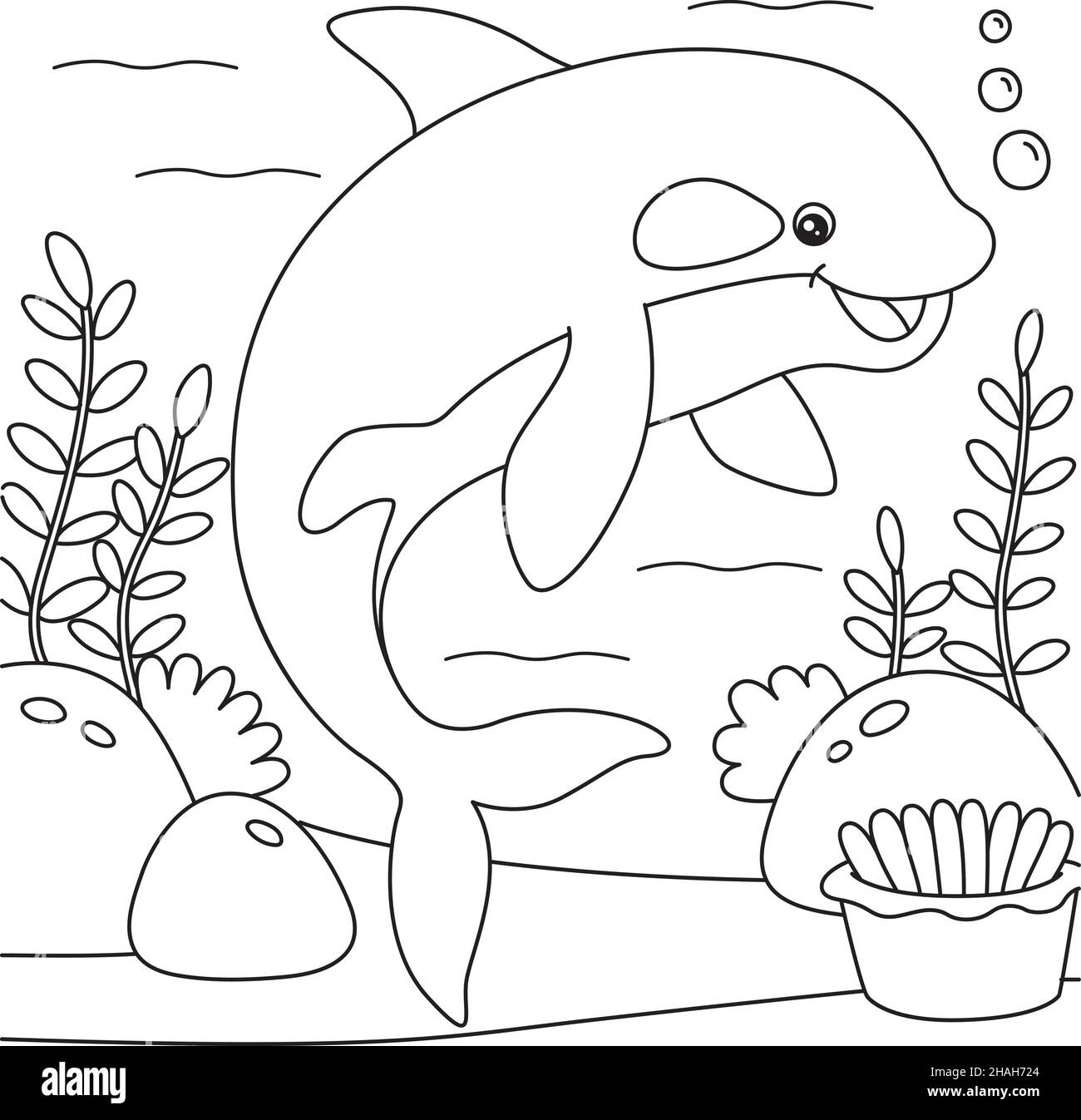 Killer Whale Coloring Page For Kids Stock Vector Image Art Alamy
