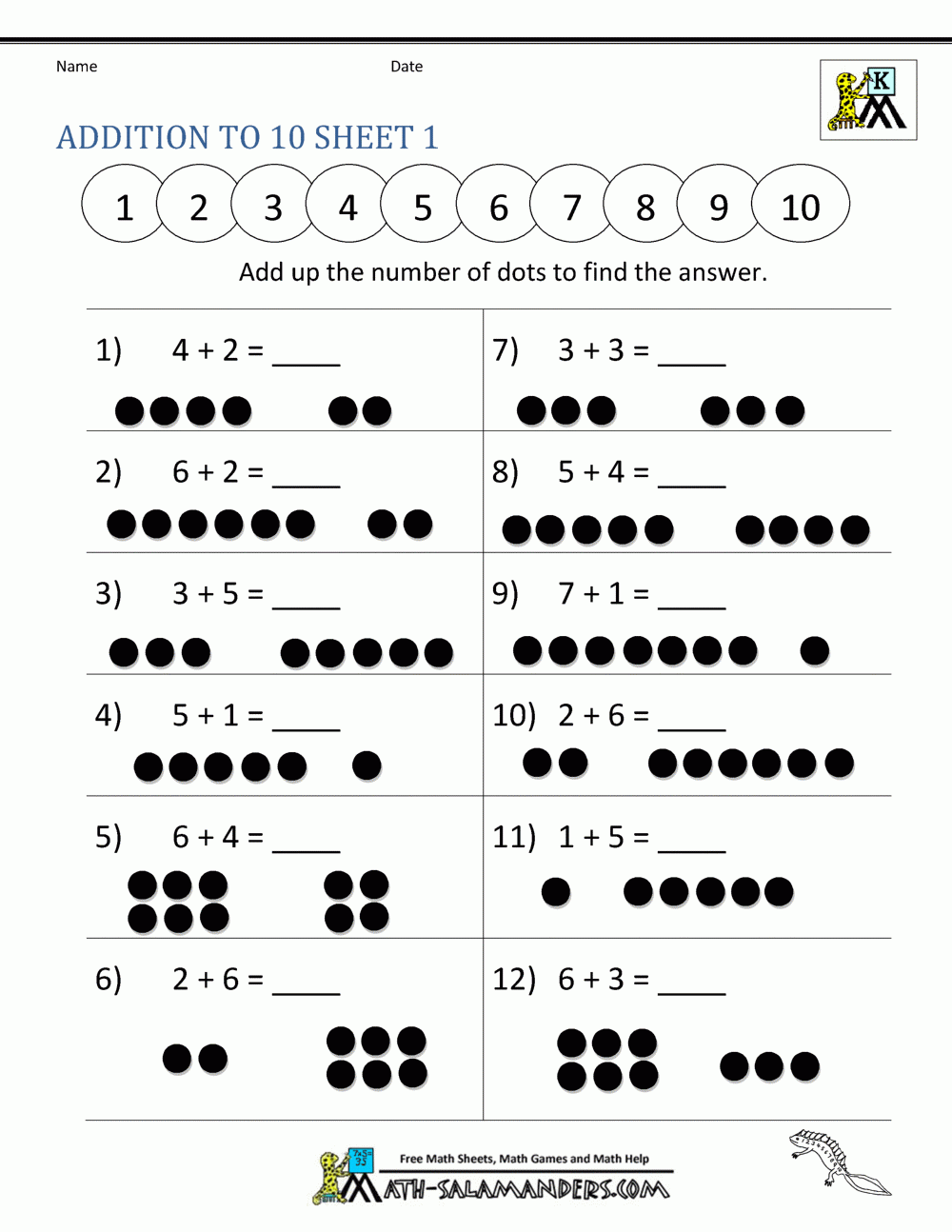 free addition and subtraction worksheets