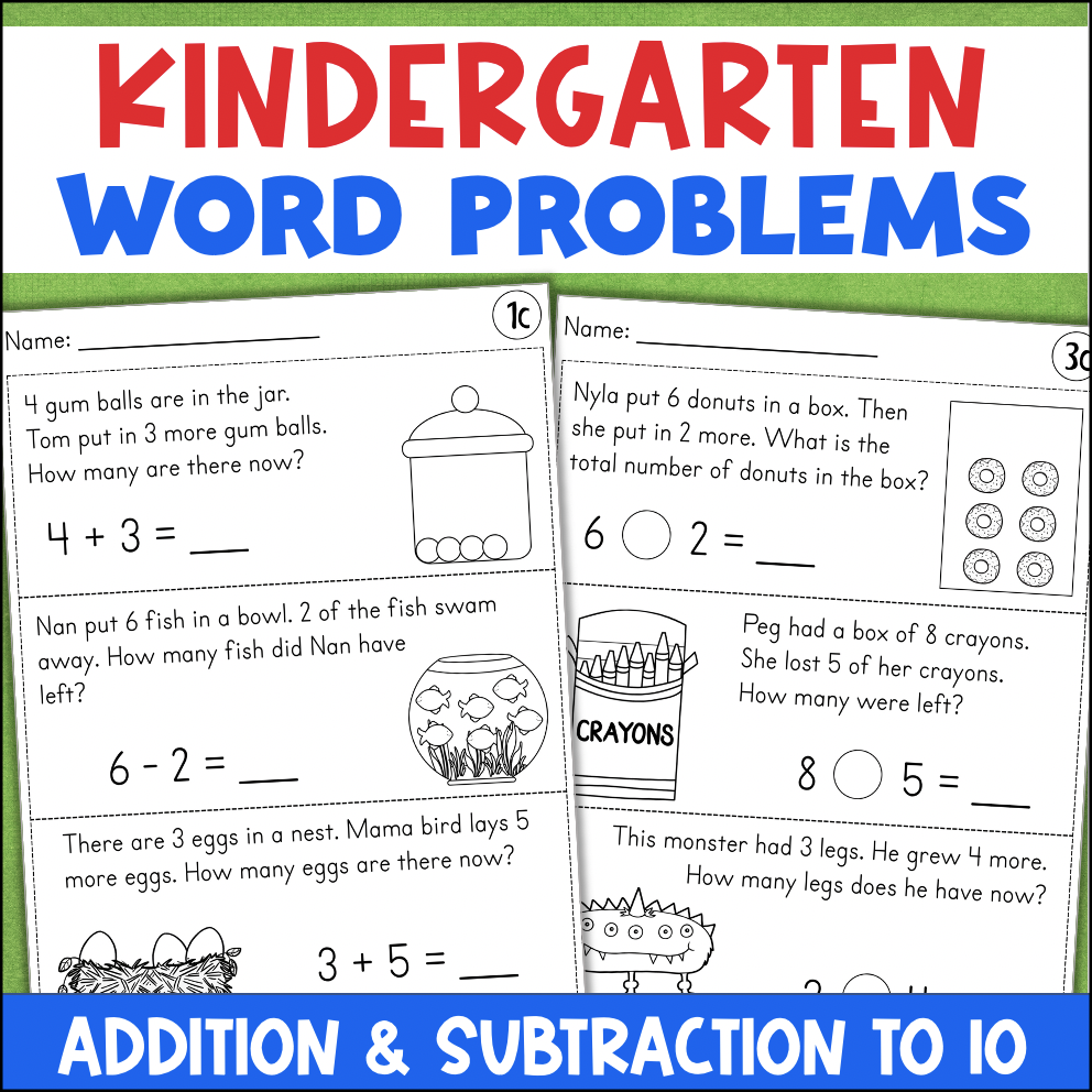 word problems for kindergarten word problems for kindergarten