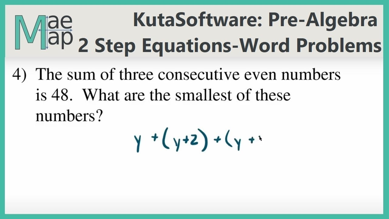 KutaSoftware PreAlgebra Two Step Equations Word Problems YouTube