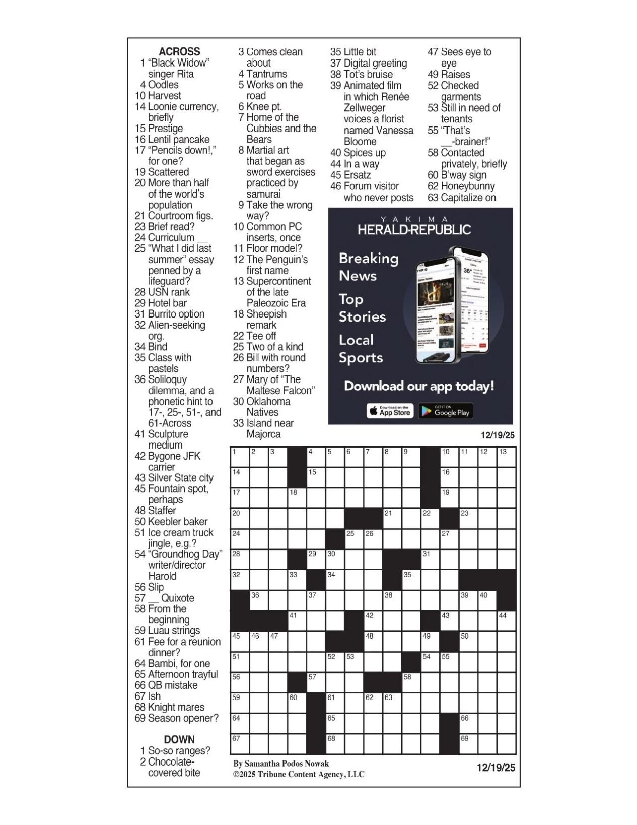 LA Times Crossword Dec 19 2025 Crosswords Yakimaherald LA Times Crossword Dec 19 2025 Crosswords Yakimaherald