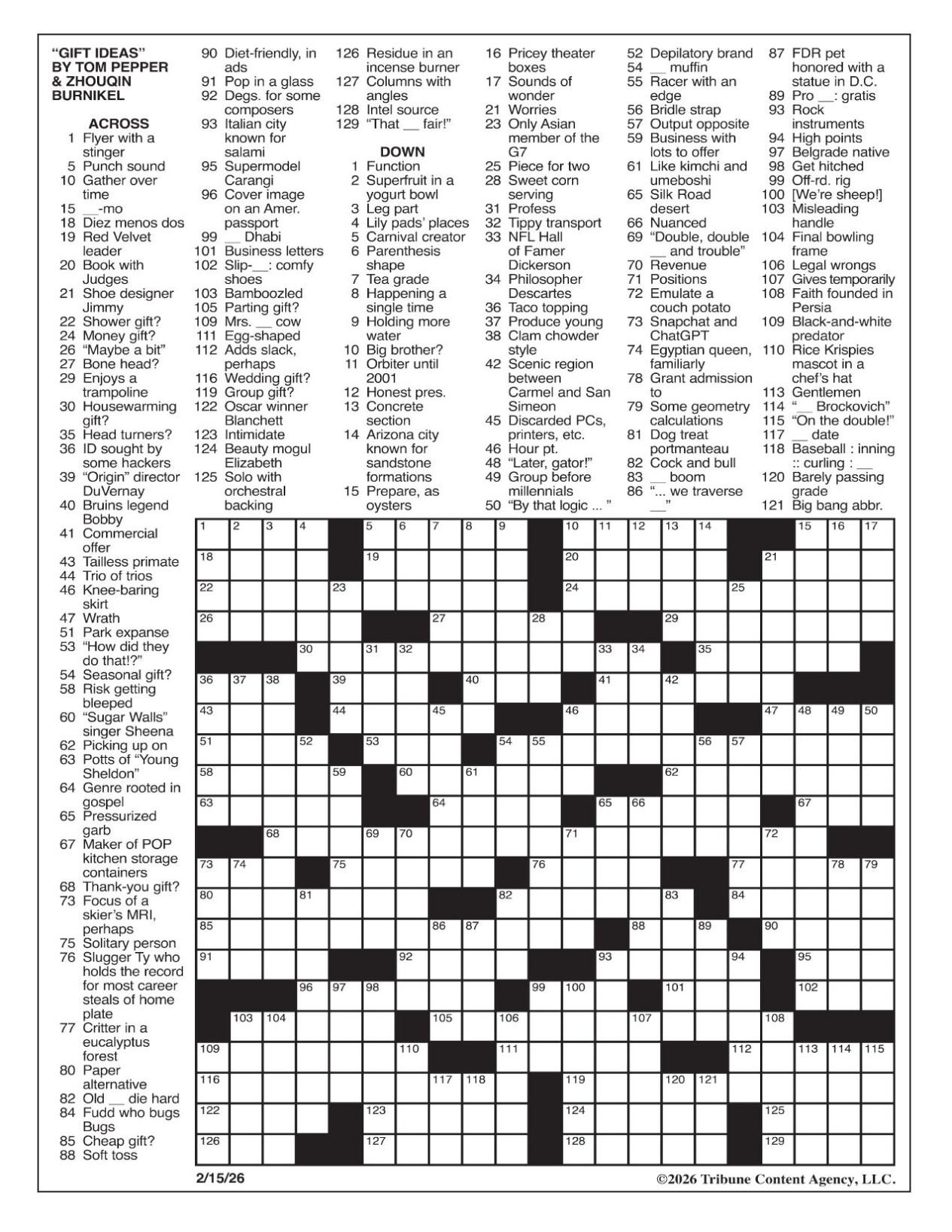 LA Times Crossword Feb 15 2026 Crosswords Yakimaherald LA Times Crossword Feb 15 2026 Crosswords Yakimaherald