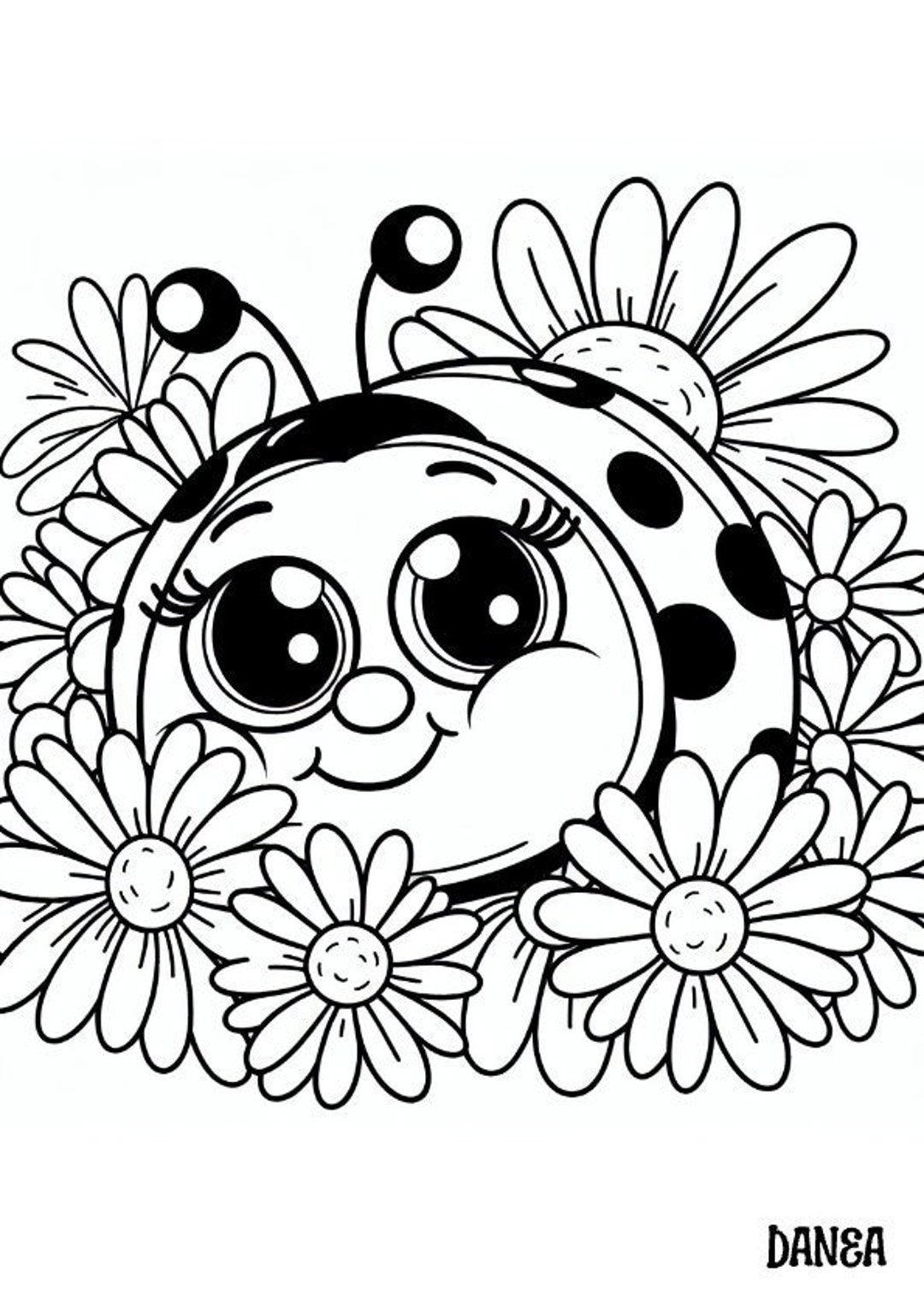 Ladybug In Daisies Coloring Page Kids Printable Coloring Page Etsy Ladybug In Daisies Coloring Page Kids Printable Coloring Page Etsy