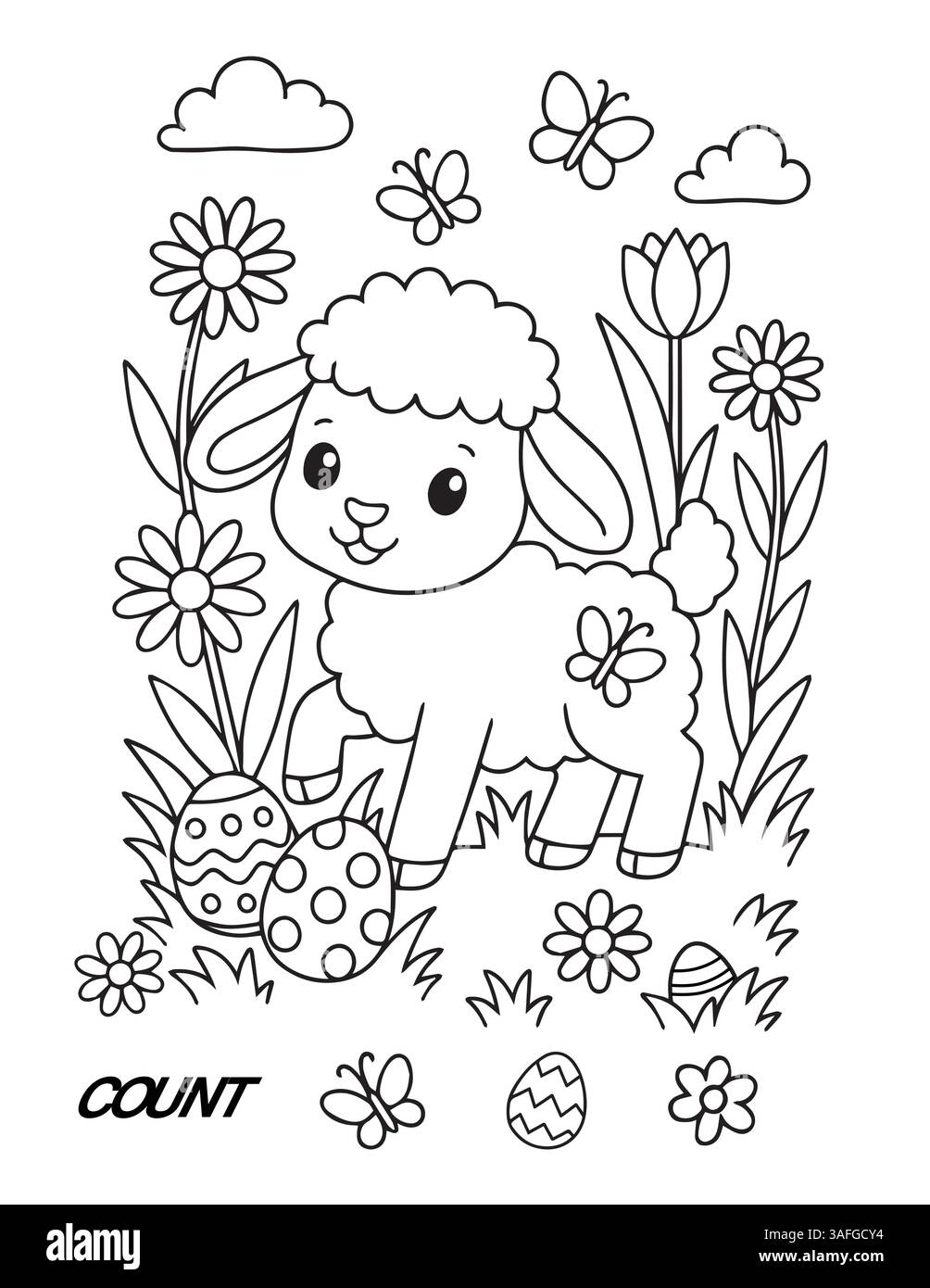 Lamb Coloring Page Printable Black And White Stock Photos Images Alamy