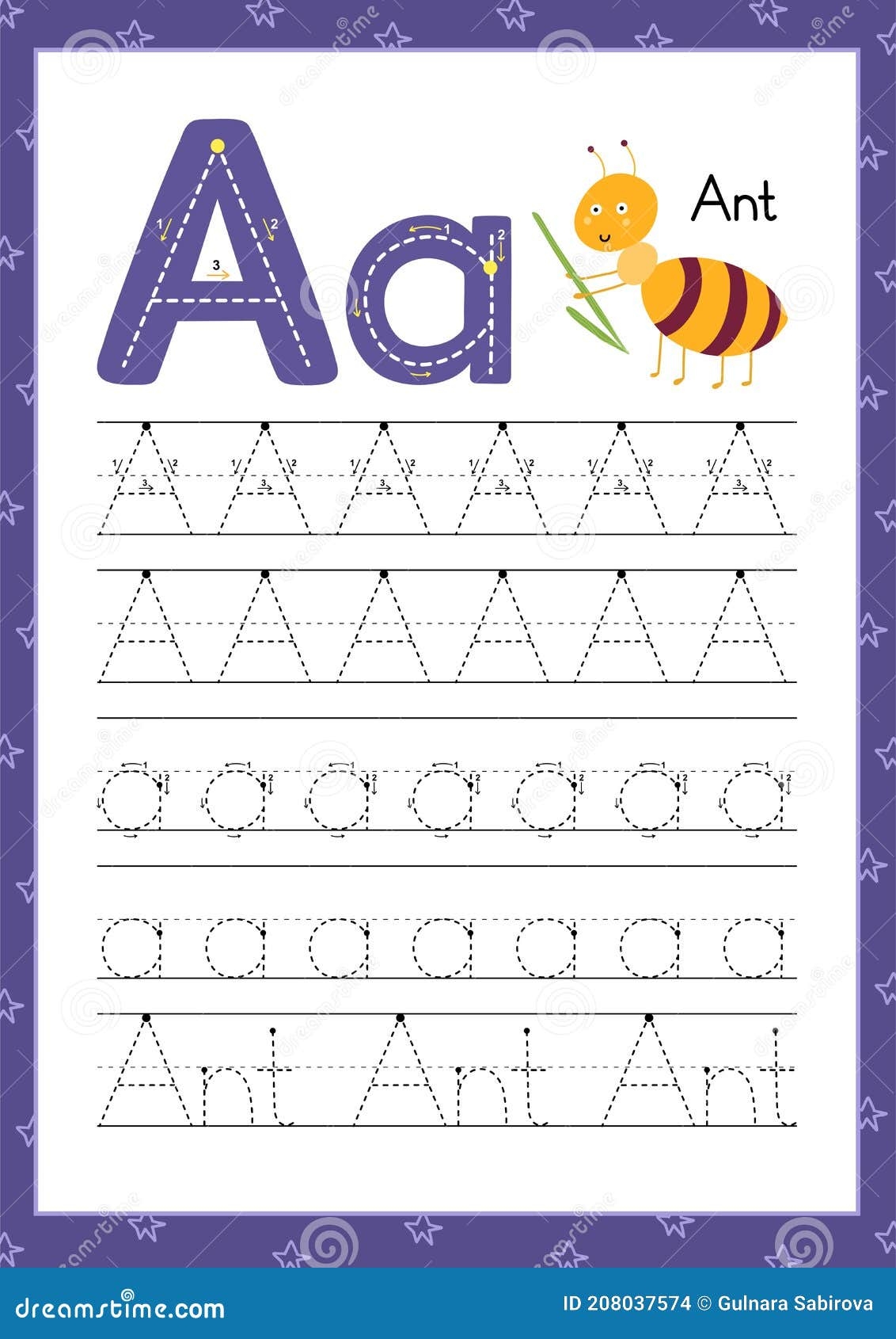 letter a handwriting practice