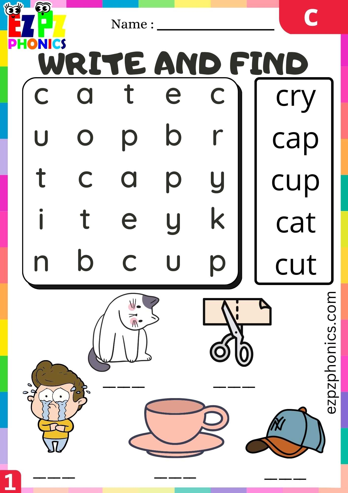 Letter C Write And Find Beginning Sounds Worksheet Ezpzphonics Letter C Write And Find Beginning Sounds Worksheet Ezpzphonics
