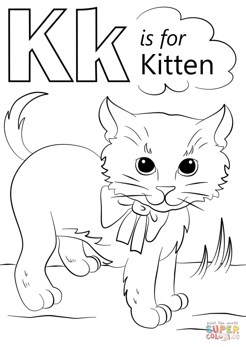 Letter K Is For Kitten Coloring Page Free Printable