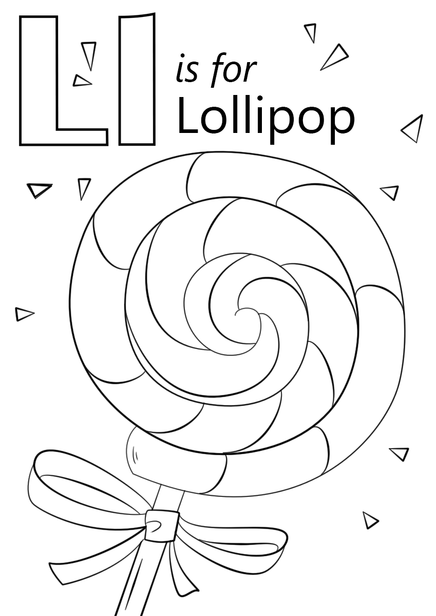 Letter L Is For Lollipop Coloring Page Free Printable