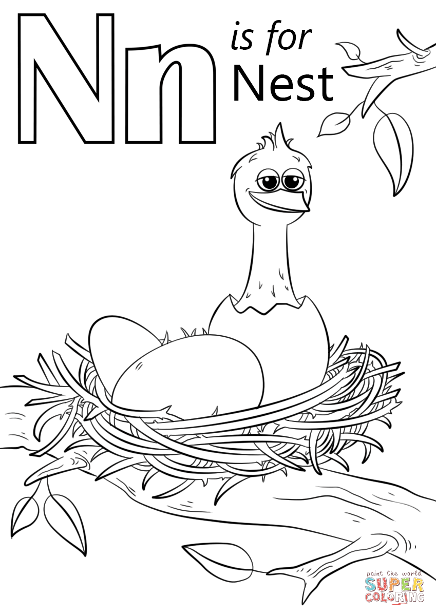 coloring pages for letter n