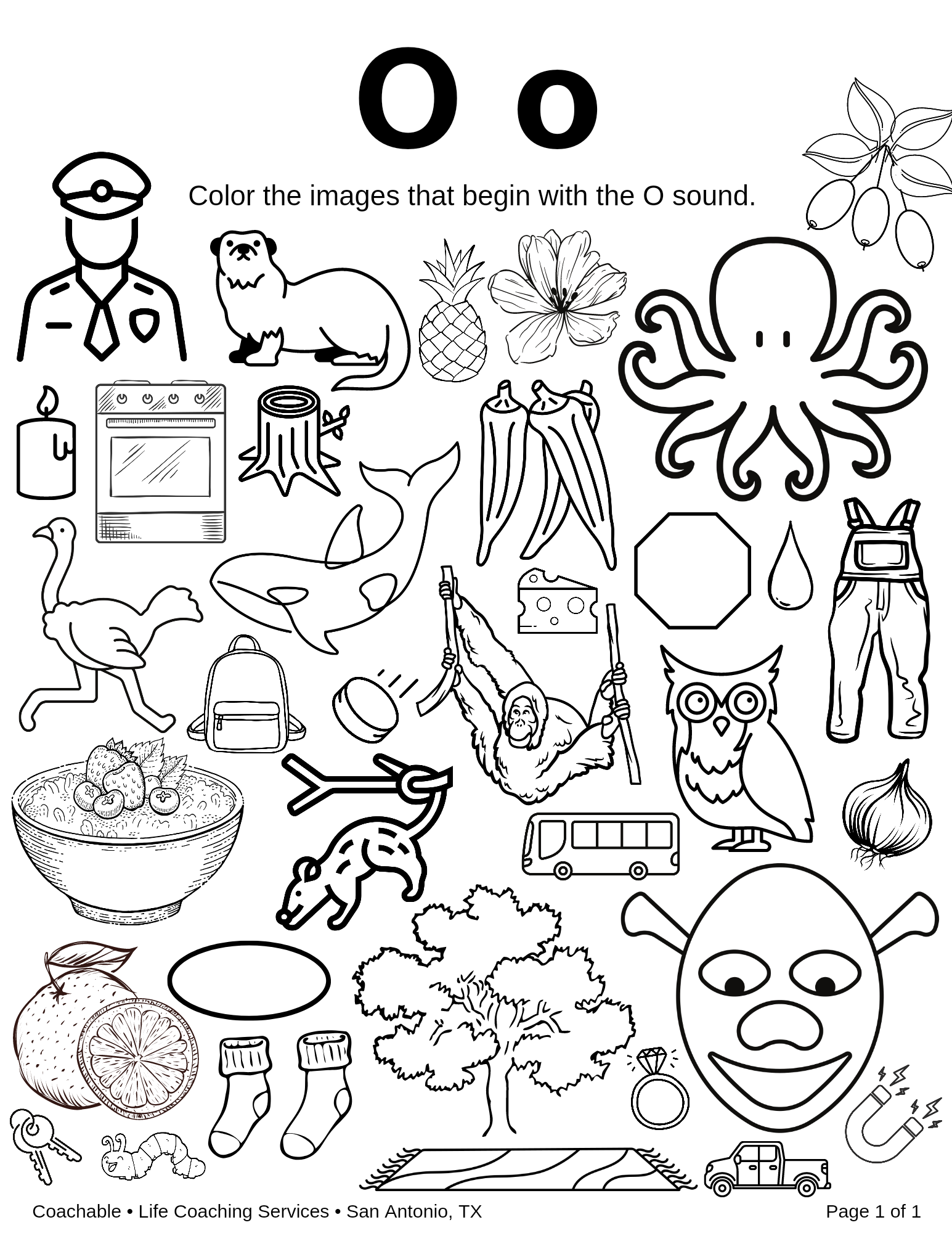letter o coloring pages
