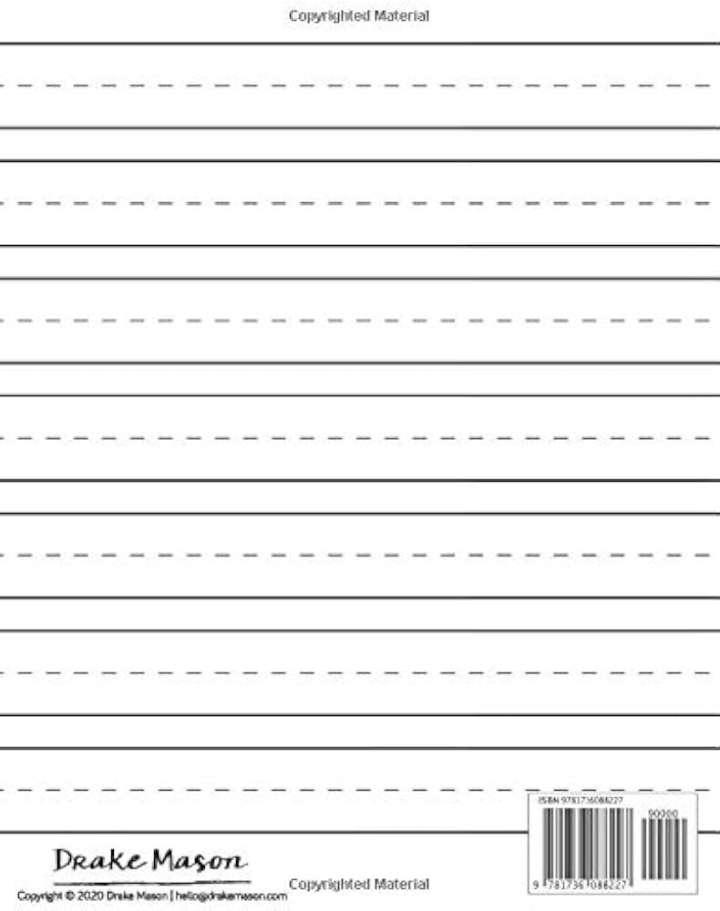 Lined Paper For Kindergarten Writing 120 Blank Handwriting Practice Pages Mason Drake 9781736088227 Amazon Books