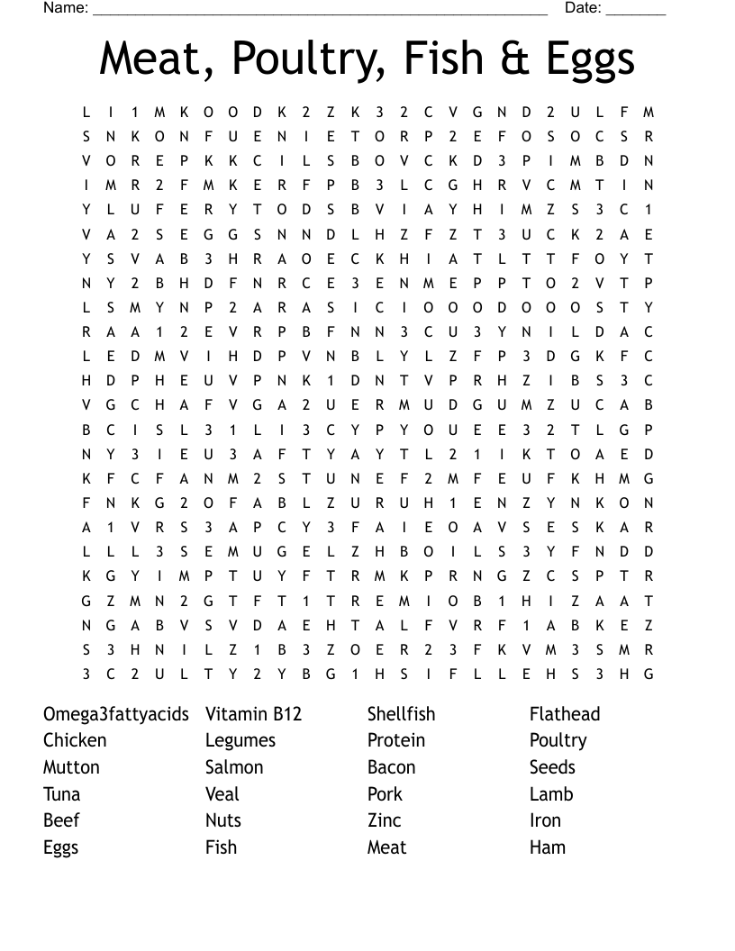 Meat Poultry Fish Eggs Word Search WordMint Meat Poultry Fish Eggs Word Search WordMint