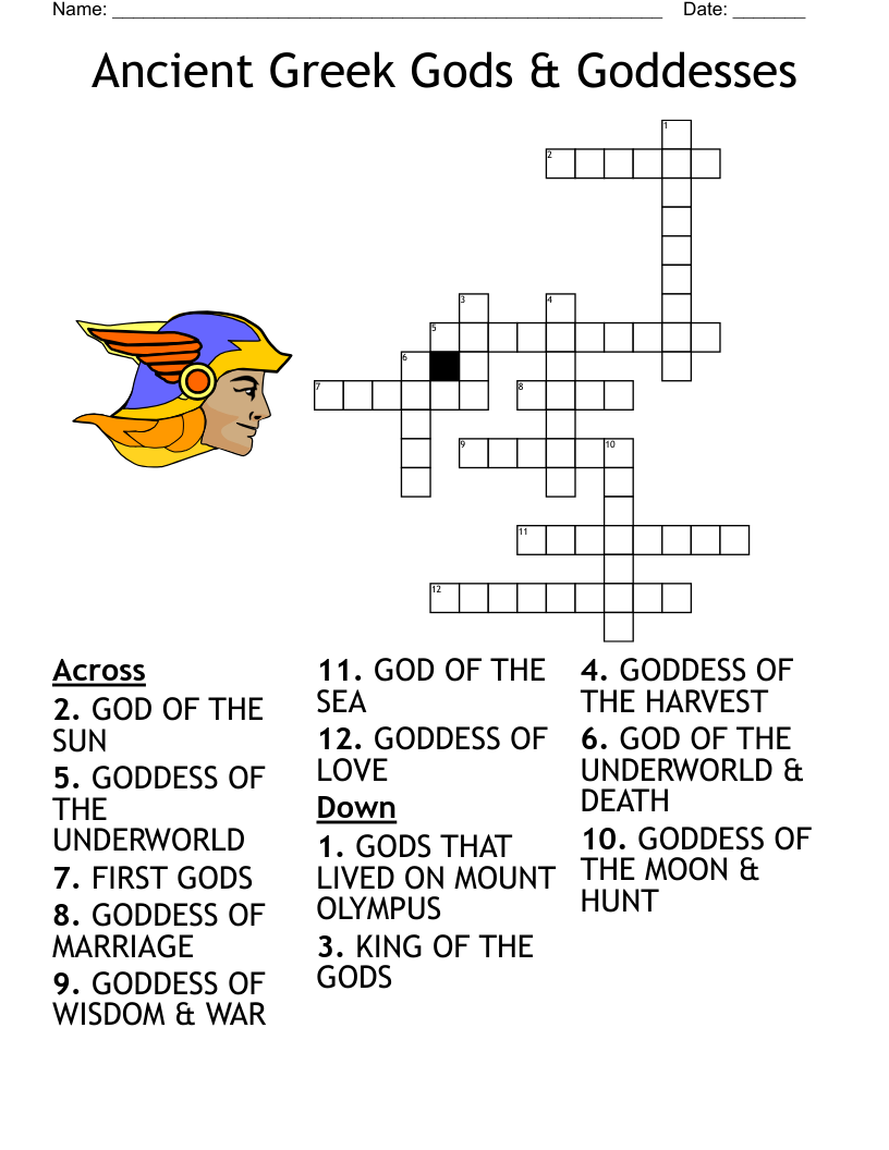 MINOR GREEK GODS Crossword WordMint
