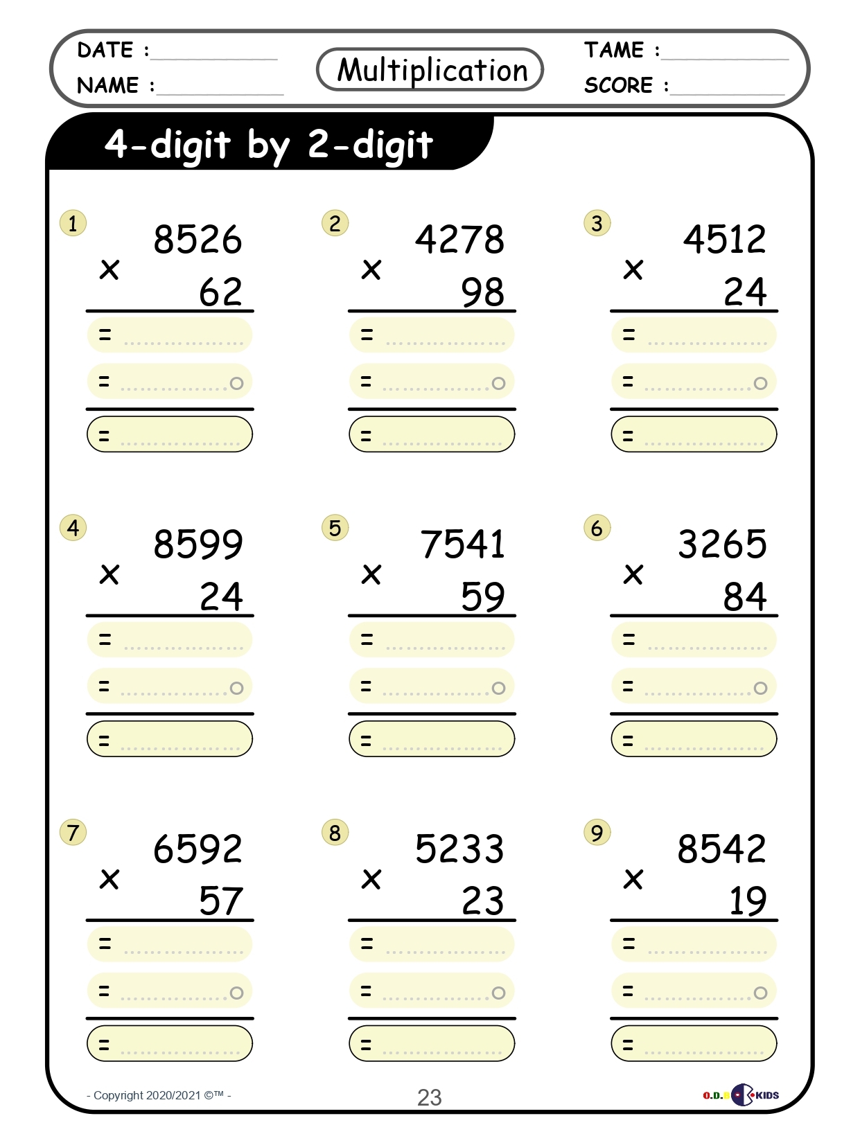 Multi Digit Multiplication Mastery Worksheets From 2 Digit To 4 Digit Operation Made By Teachers