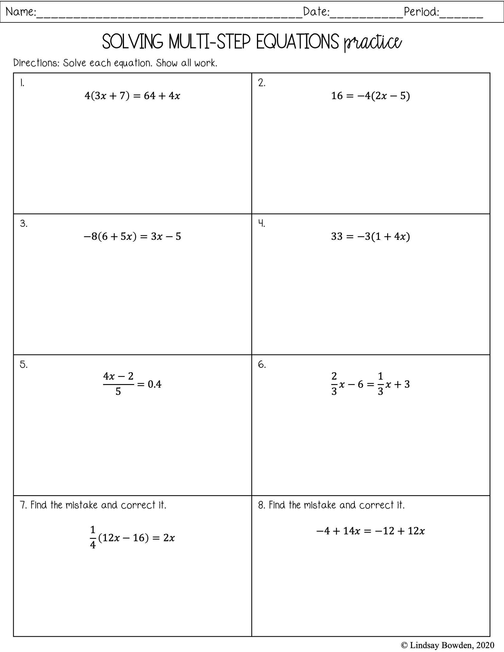 multi step equations worksheets multi step equations worksheets