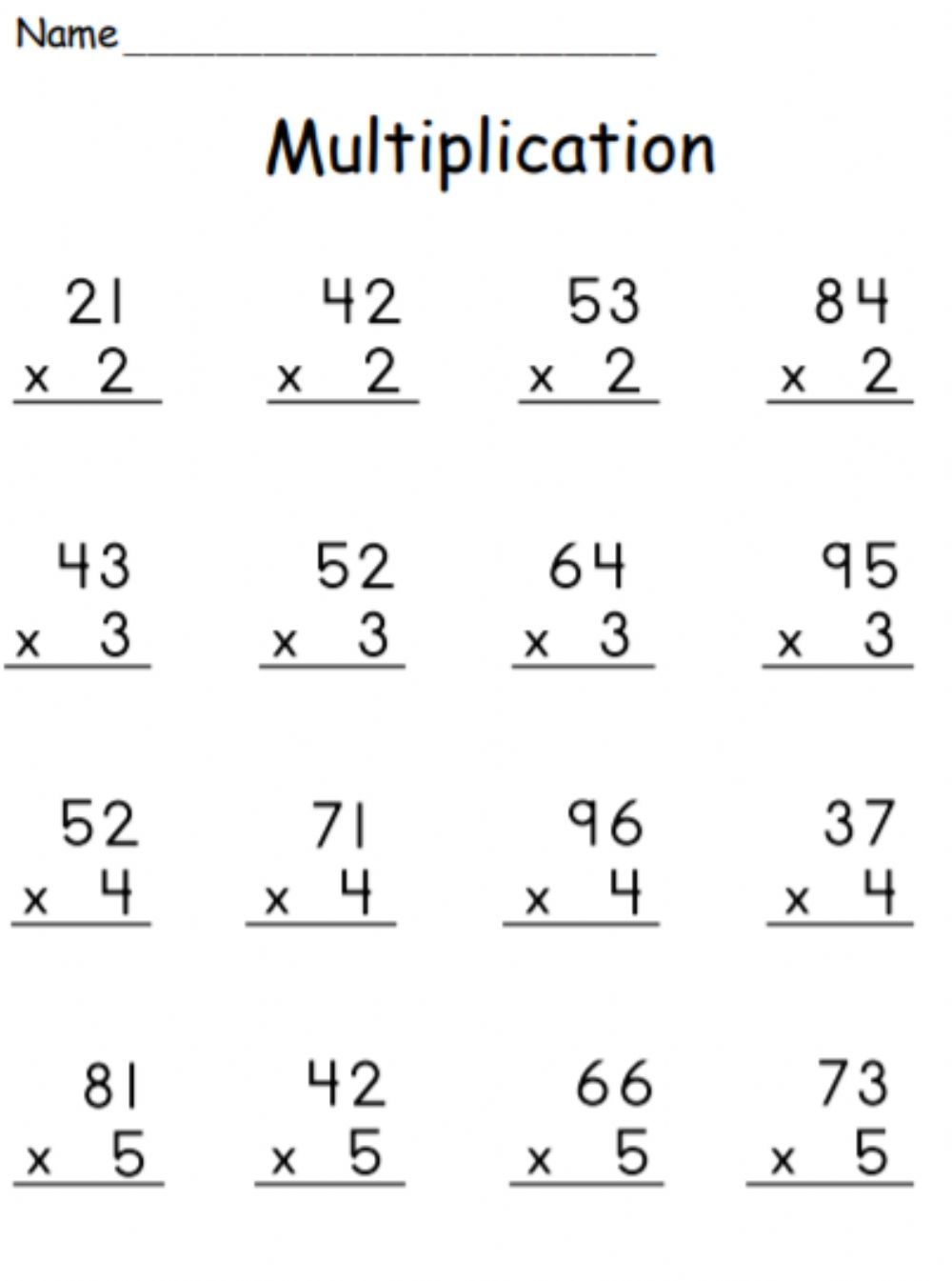 Multiplication 2 Digit By 1 Digit with Regrouping Worksheet Multiplication 2 Digit By 1 Digit with Regrouping Worksheet