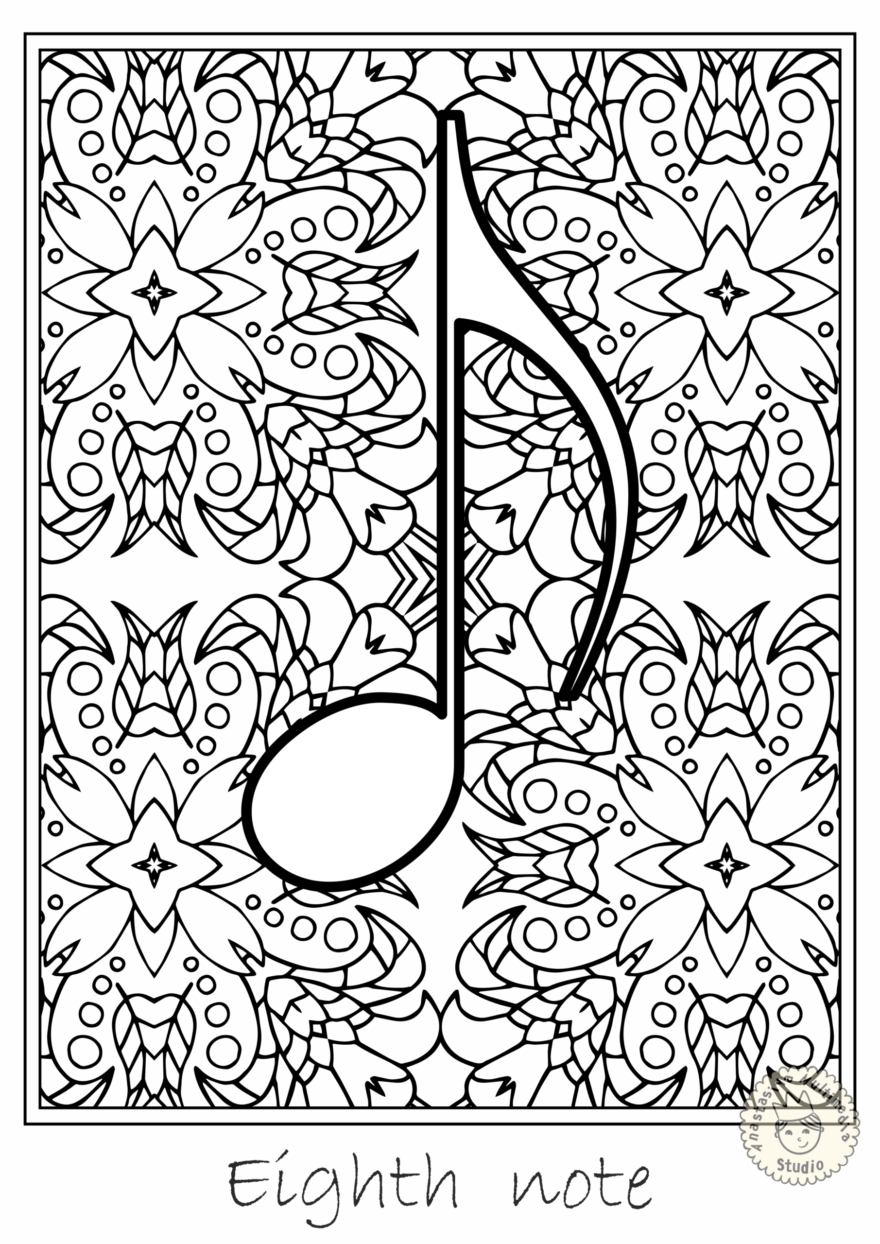 Music Notes Symbols Coloring Sheets Mandala Style