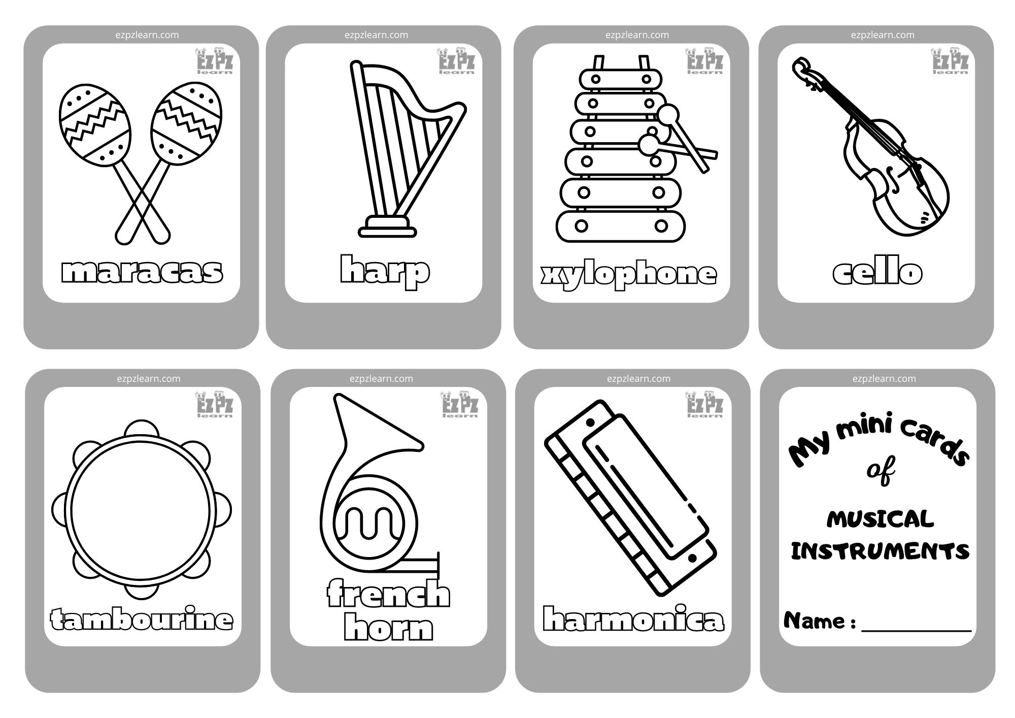 musical instruments coloring pages