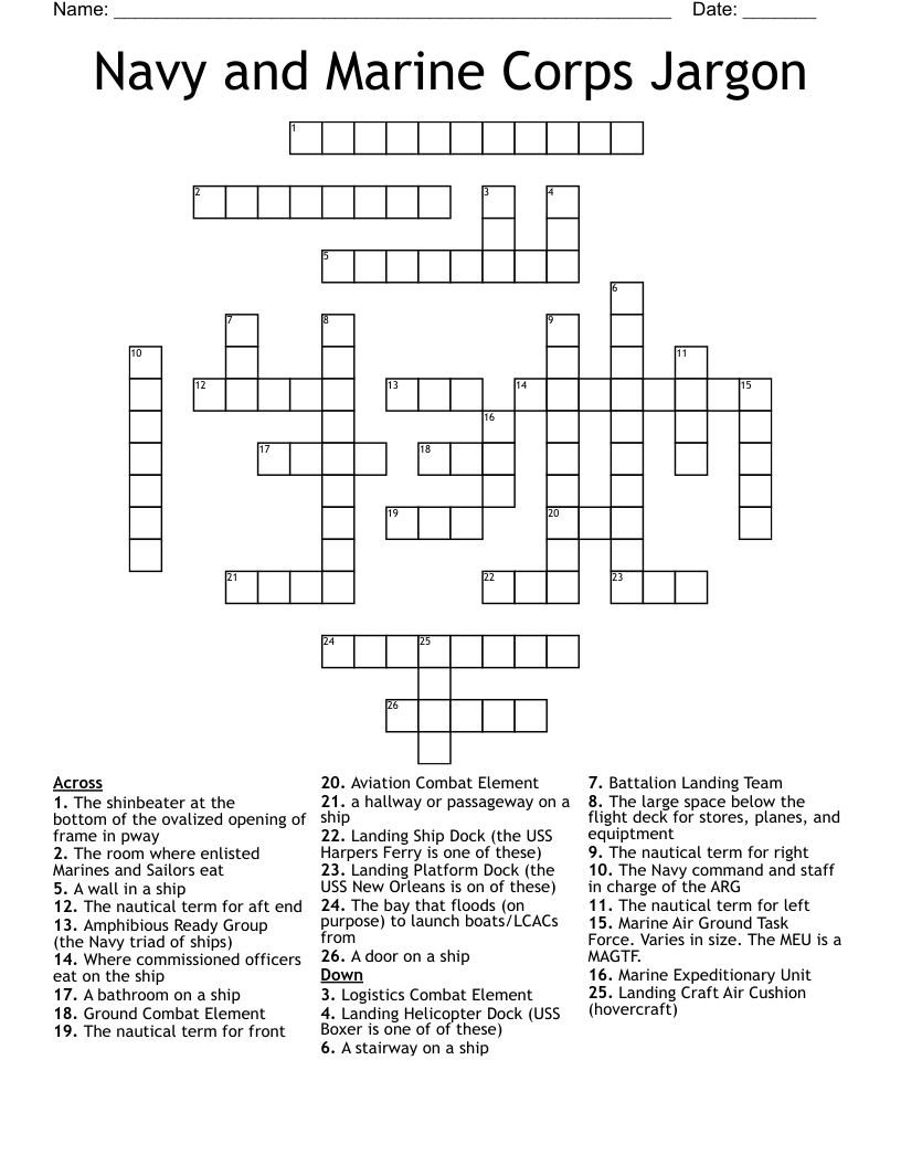 Navy And Marine Corps Jargon Crossword WordMint