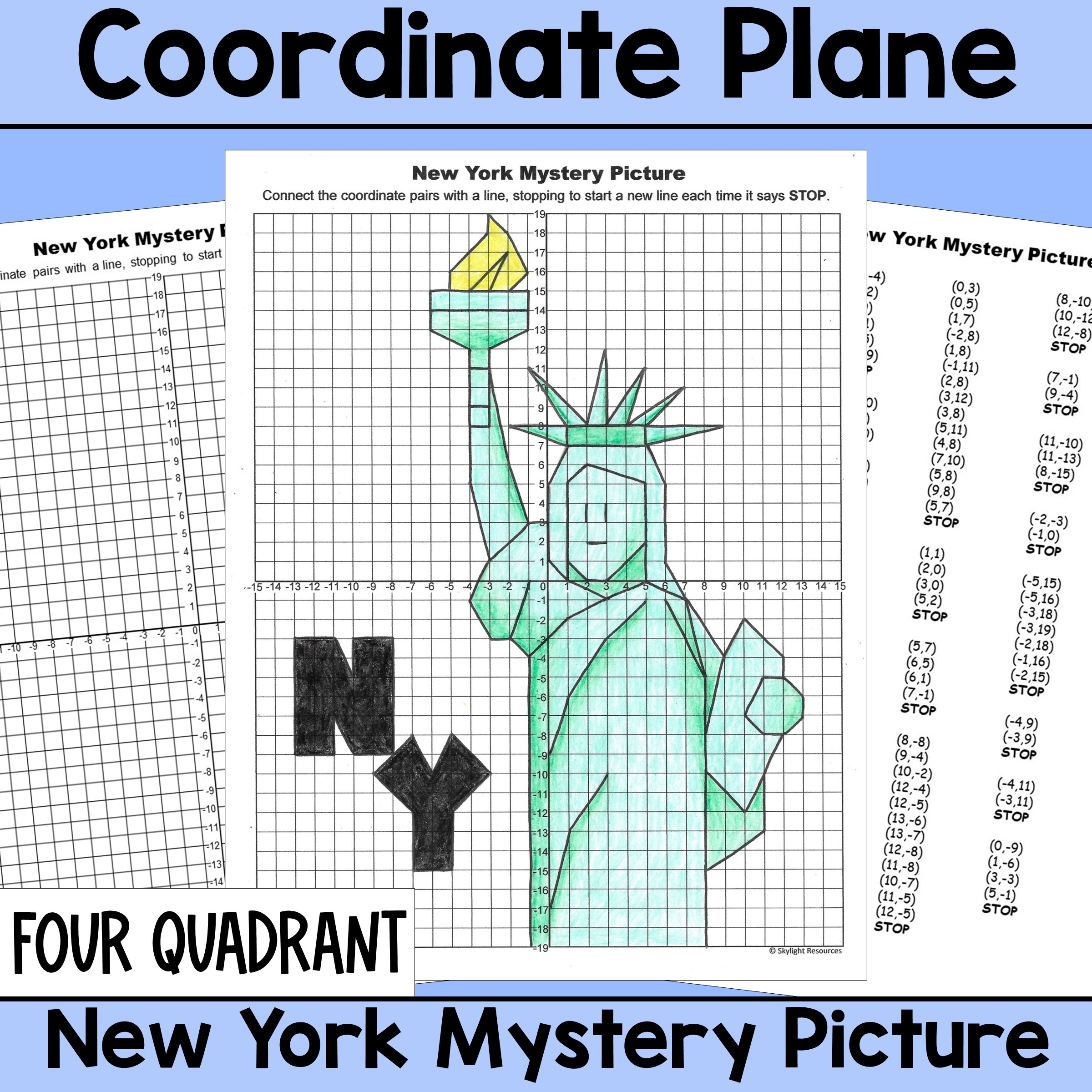New York Coordinate Plane Mystery Graphing Picture Fun Math Practice Made By Teachers New York Coordinate Plane Mystery Graphing Picture Fun Math Practice Made By Teachers