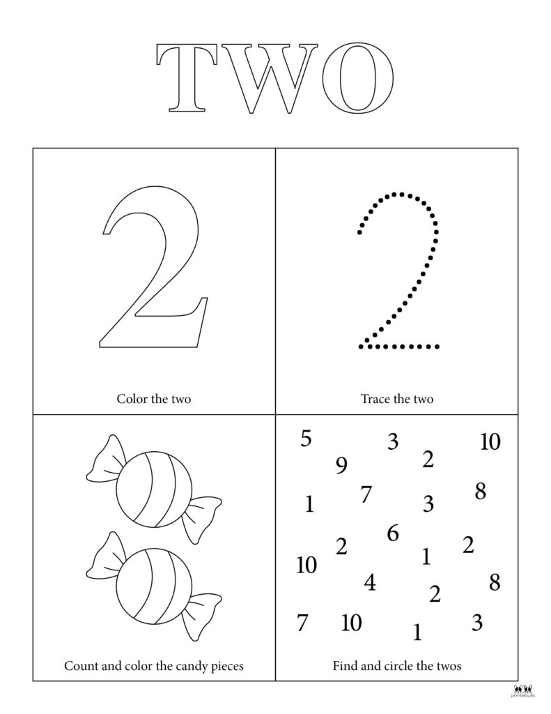 number 2 tracing worksheets