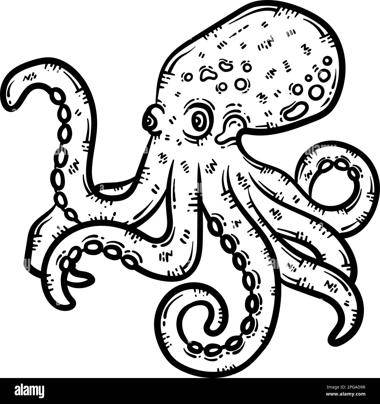 Octopus Animal Coloring Page For Adult Stock Vector Image Art Alamy