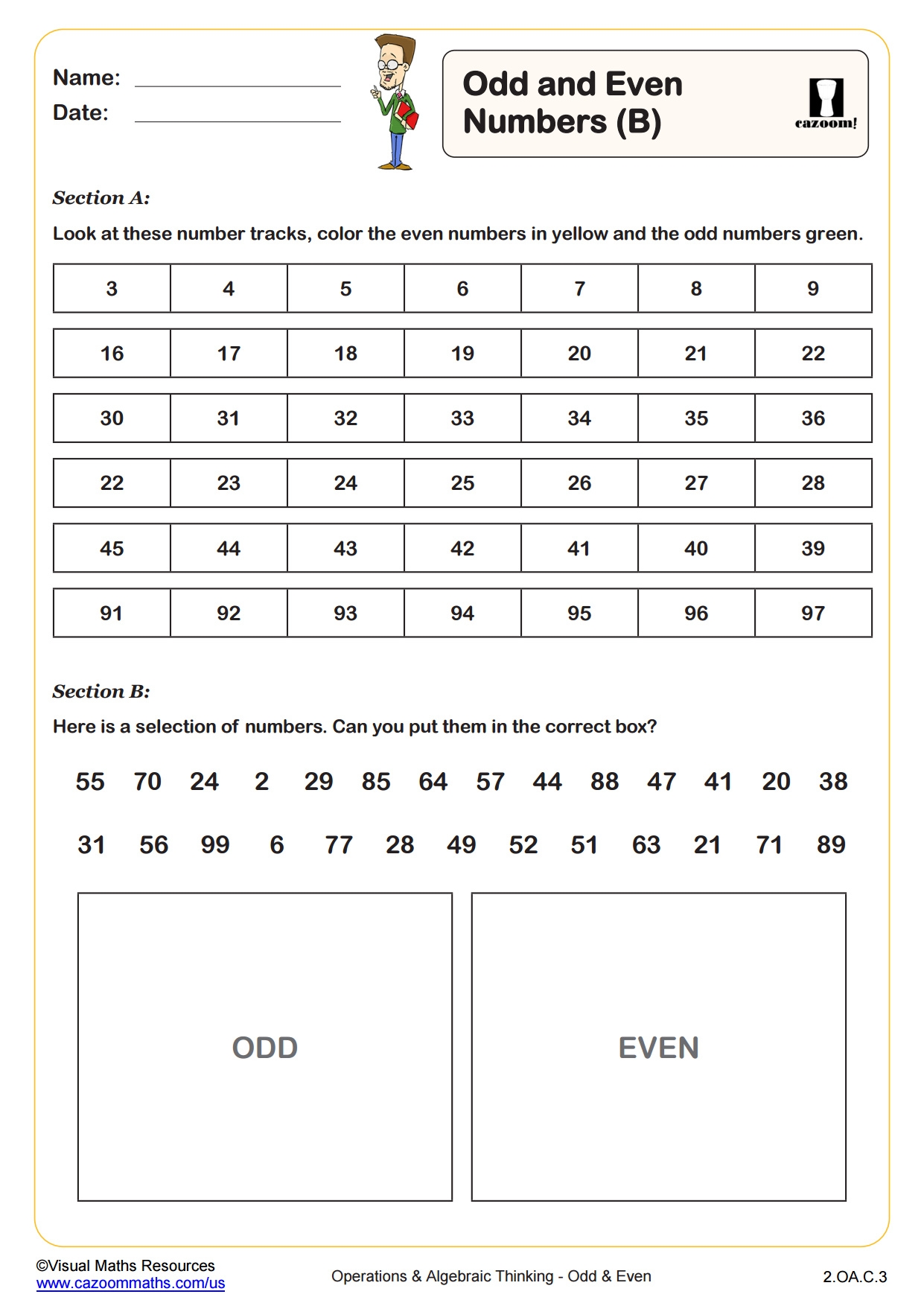 Odd And Even Numbers B PDF Printable Operations And Algebraic Thinking Worksheets Odd And Even Numbers B PDF Printable Operations And Algebraic Thinking Worksheets