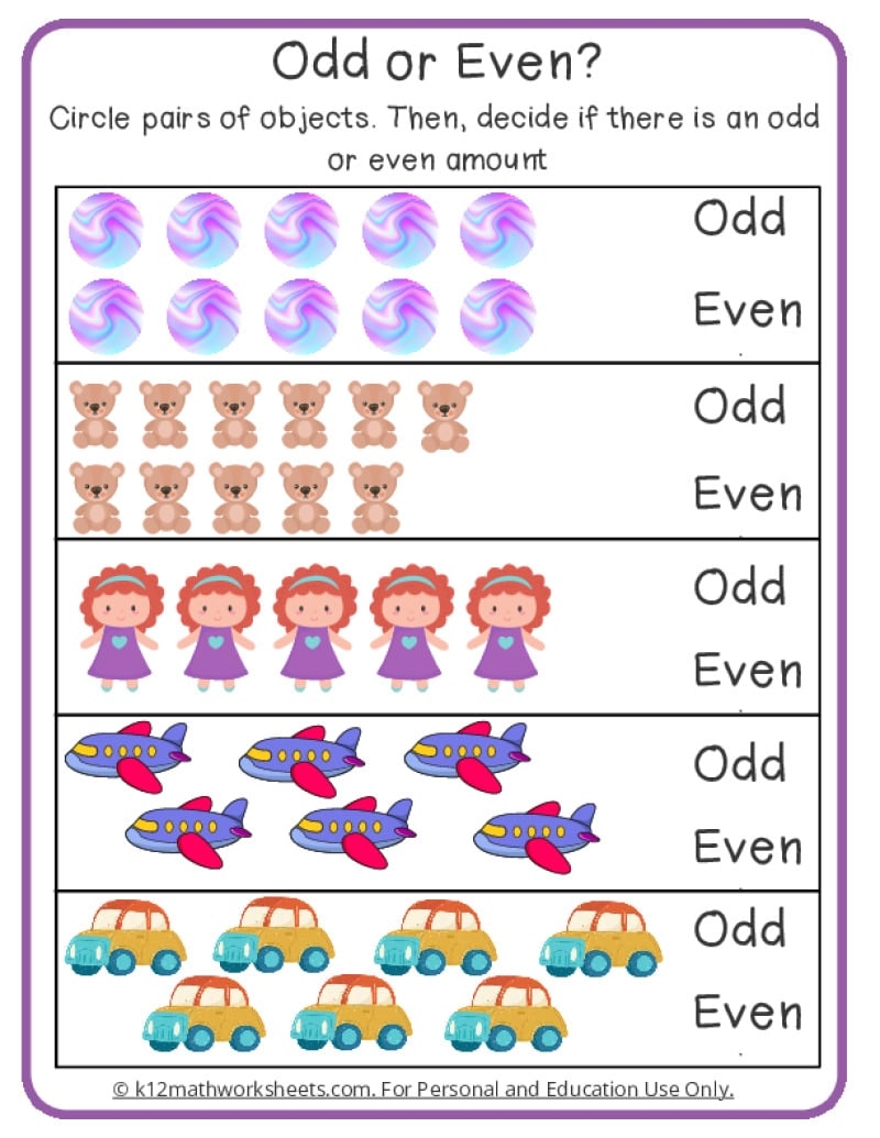Odd And Even Numbers Worksheets