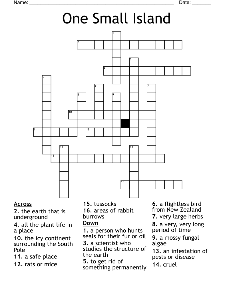 One Small Island Crossword WordMint