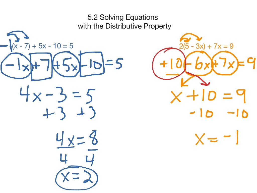 solving equations with distributive property