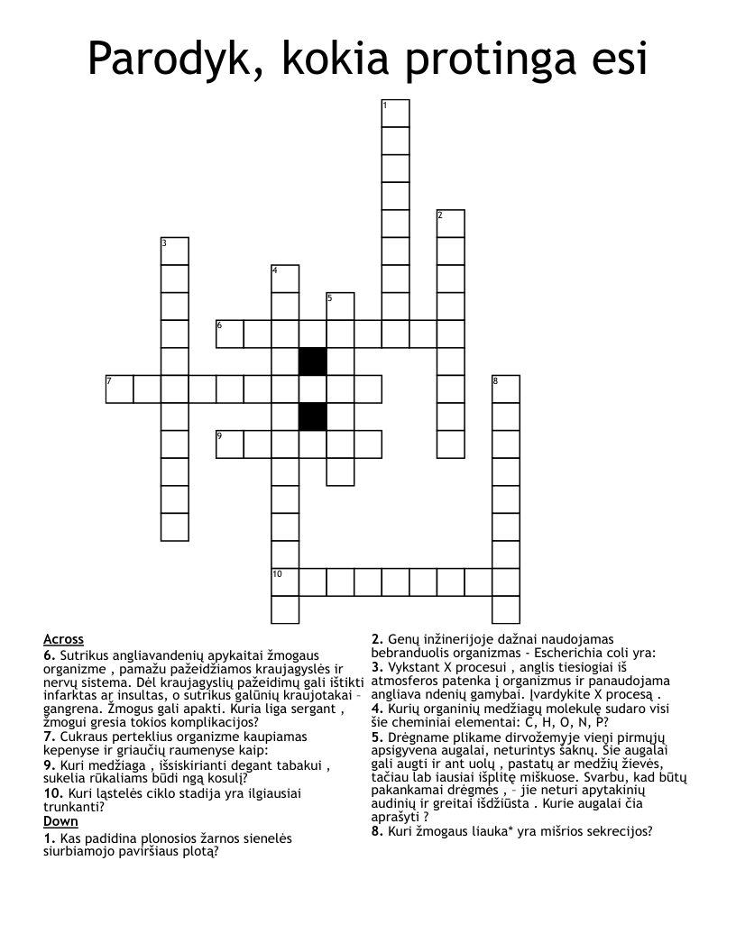 Parodyk Kokia Protinga Esi Crossword WordMint
