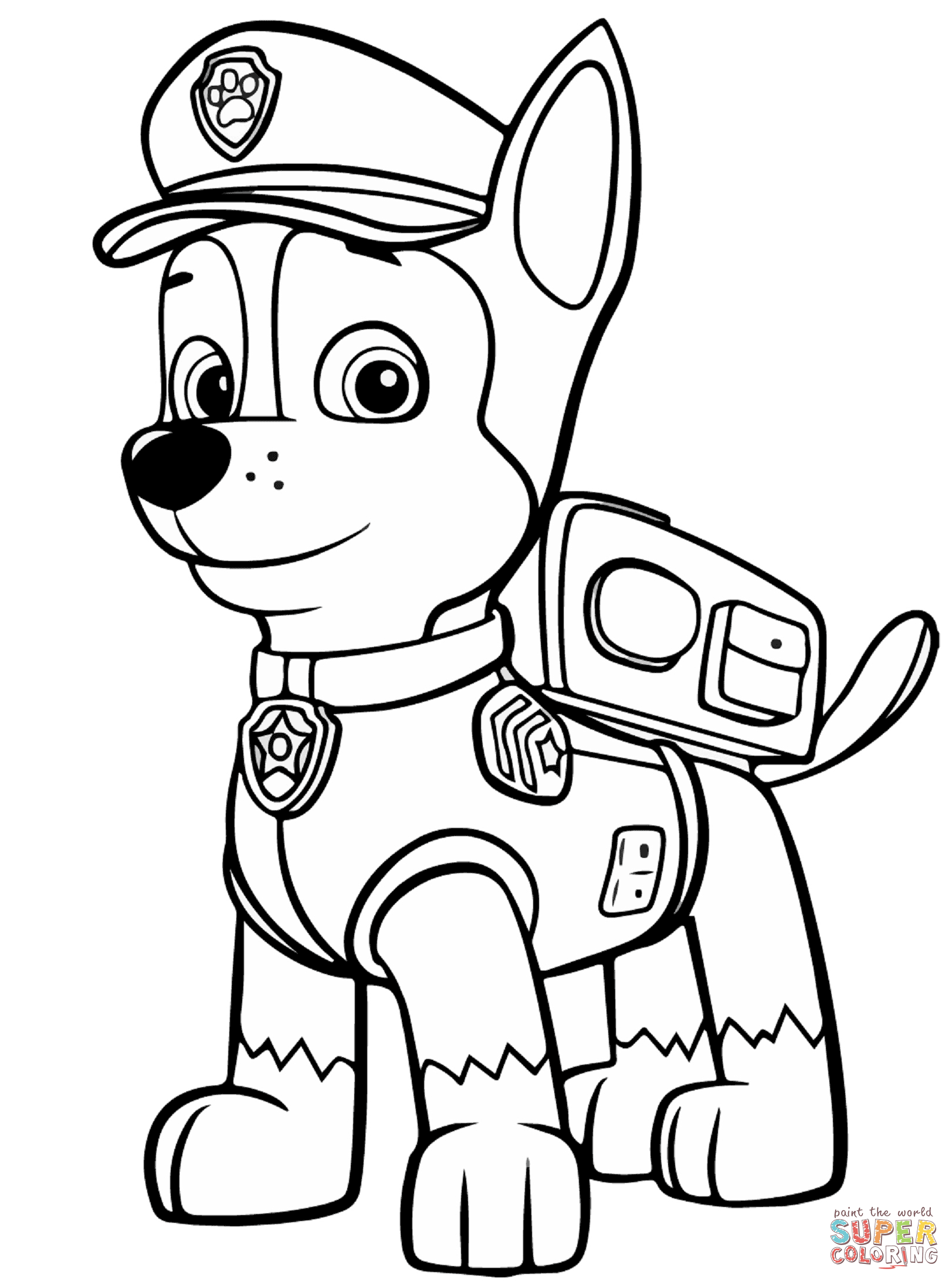 Paw Patrol Chase Coloring Page Free Printable