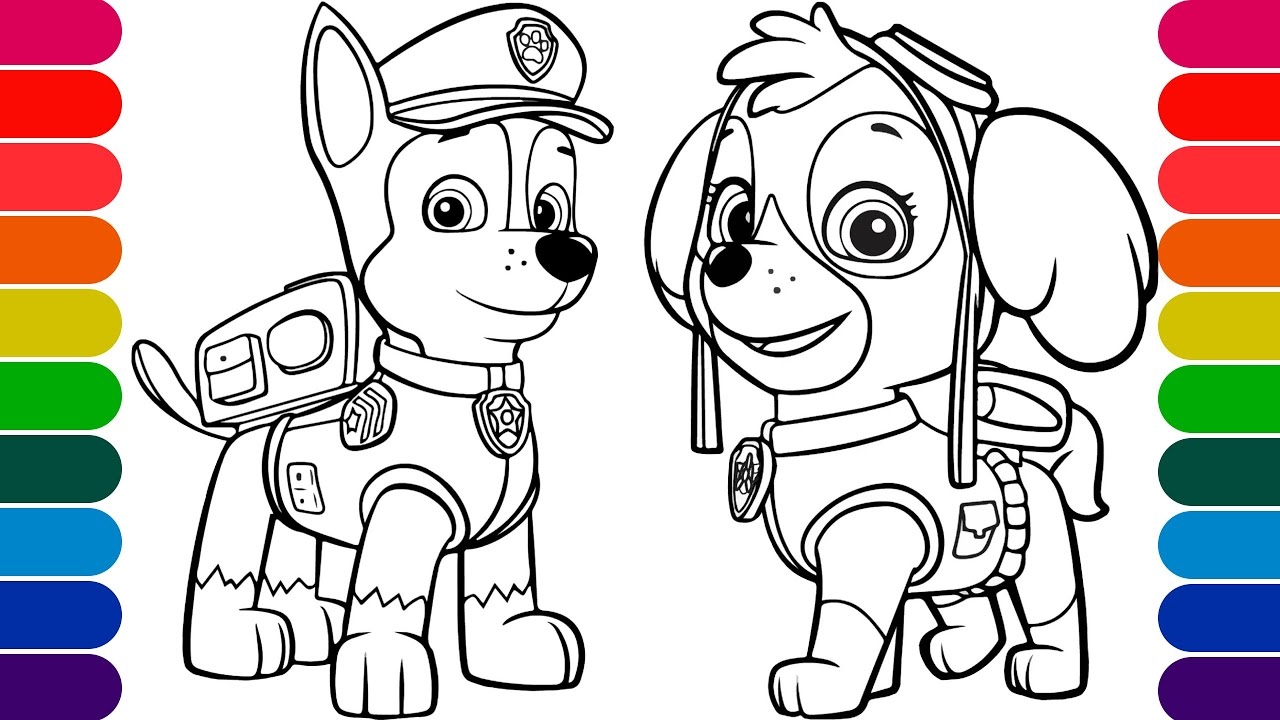 paw patrol chase coloring page