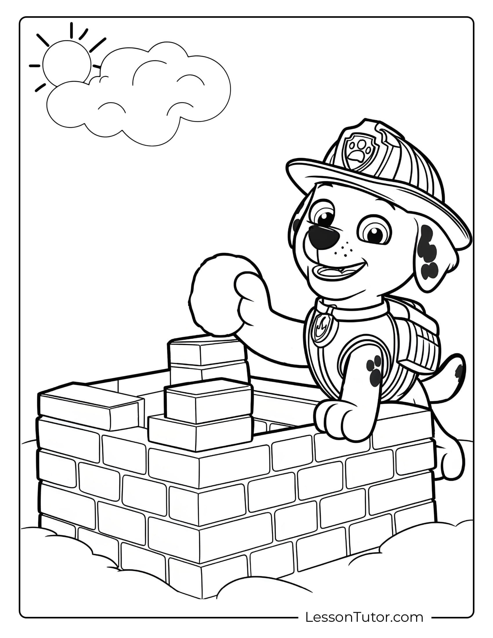 paw patrol colouring pages marshall