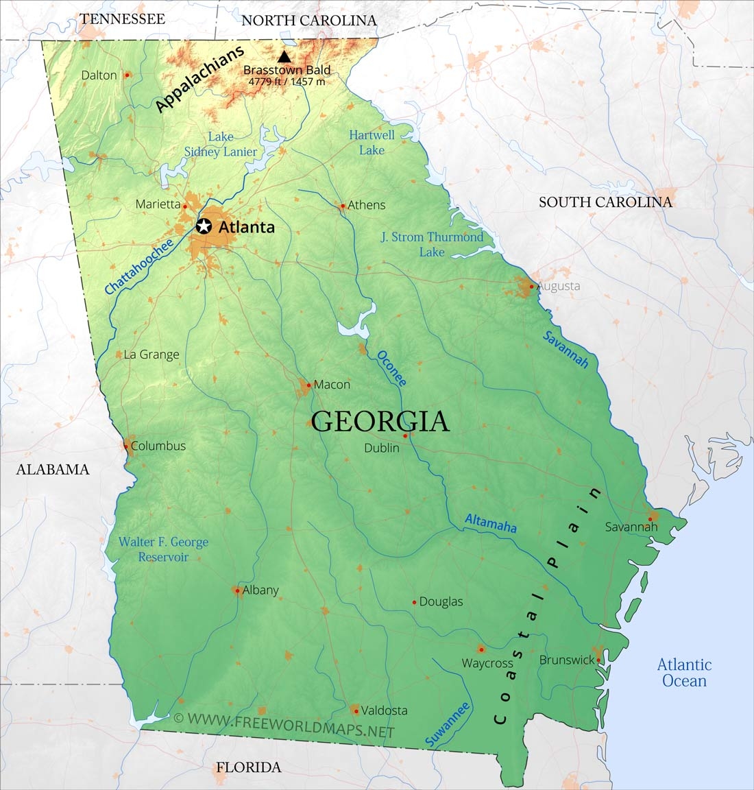 Physical Map Of Georgia