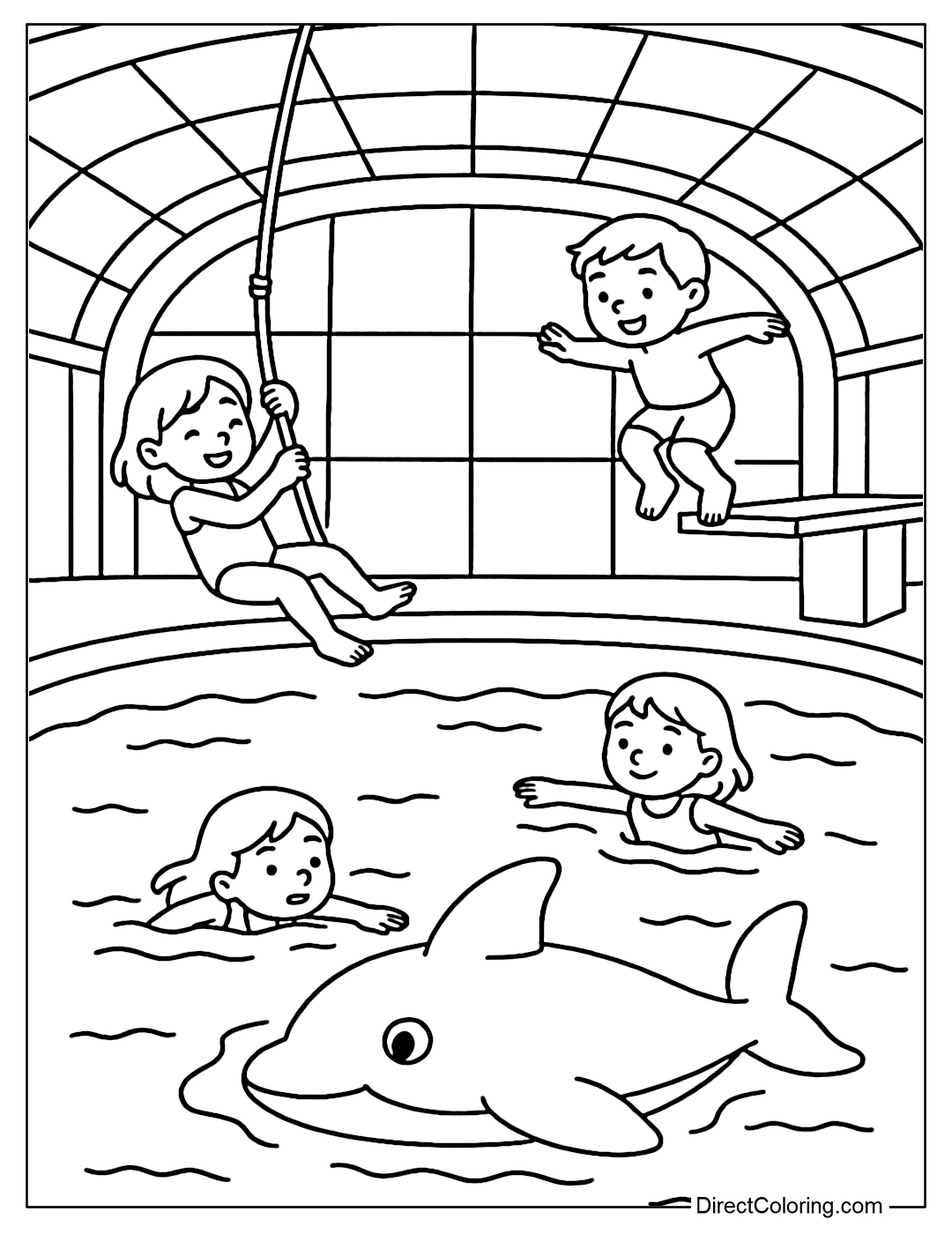 Pool Playtime Coloring Pages Free PDF To Download And Print