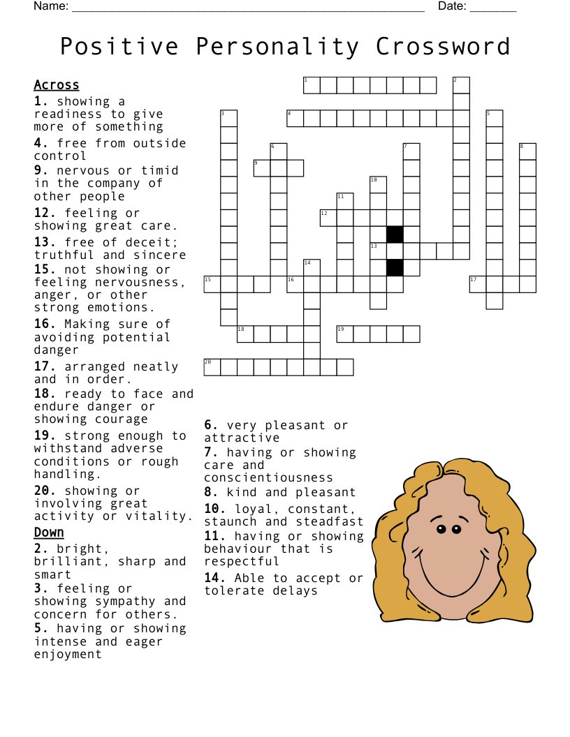 Positive Personality Crossword WordMint Positive Personality Crossword WordMint