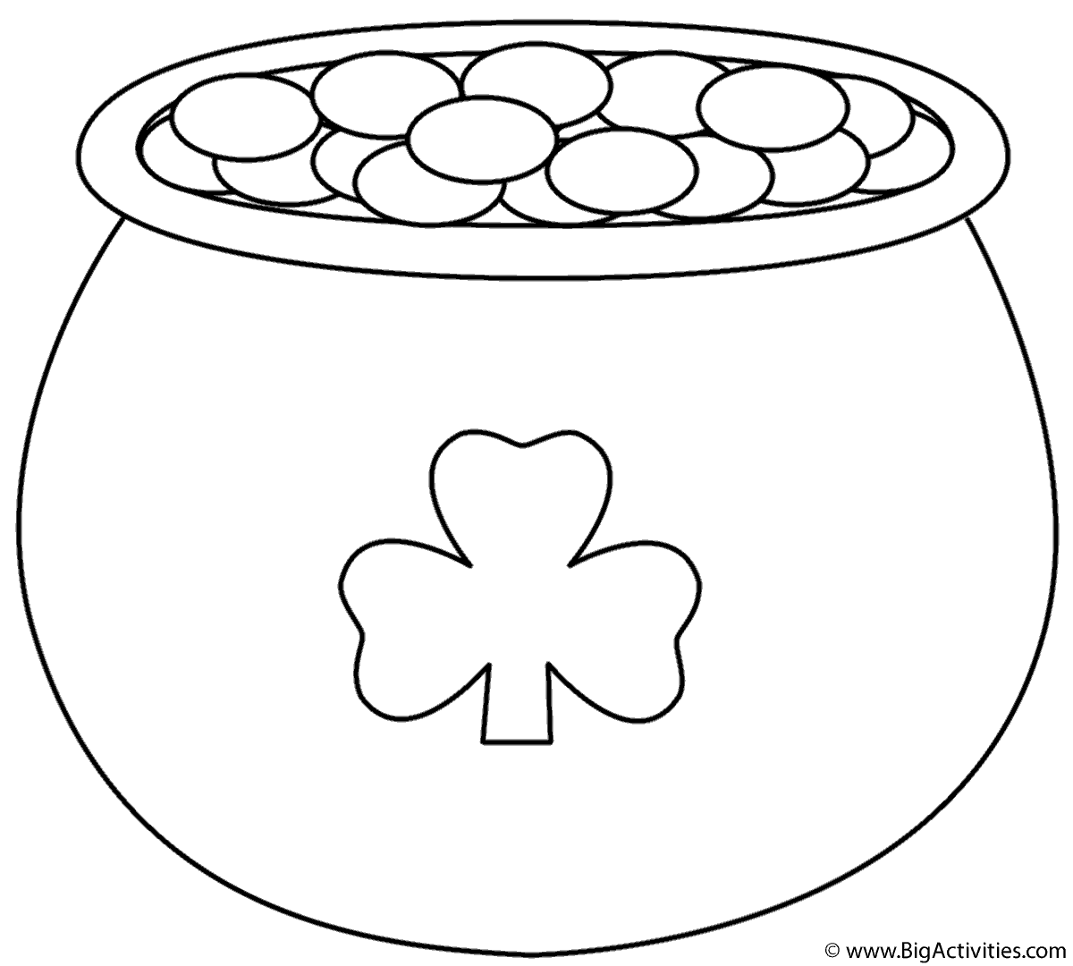 Pot Of Gold With Shamrock Coloring Page St Patrick s Day Pot Of Gold With Shamrock Coloring Page St Patrick s Day