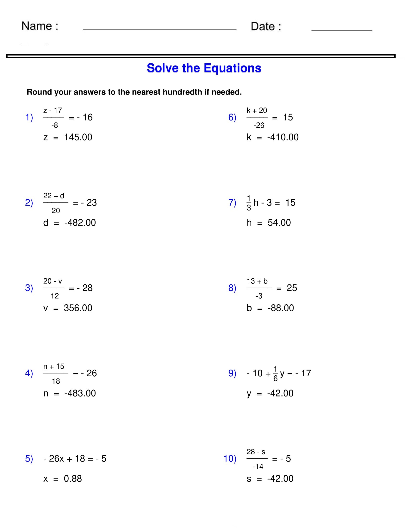 Pre Algebra Equations Two Step Equations Containing Integers Worksheets Made By Teachers Pre Algebra Equations Two Step Equations Containing Integers Worksheets Made By Teachers