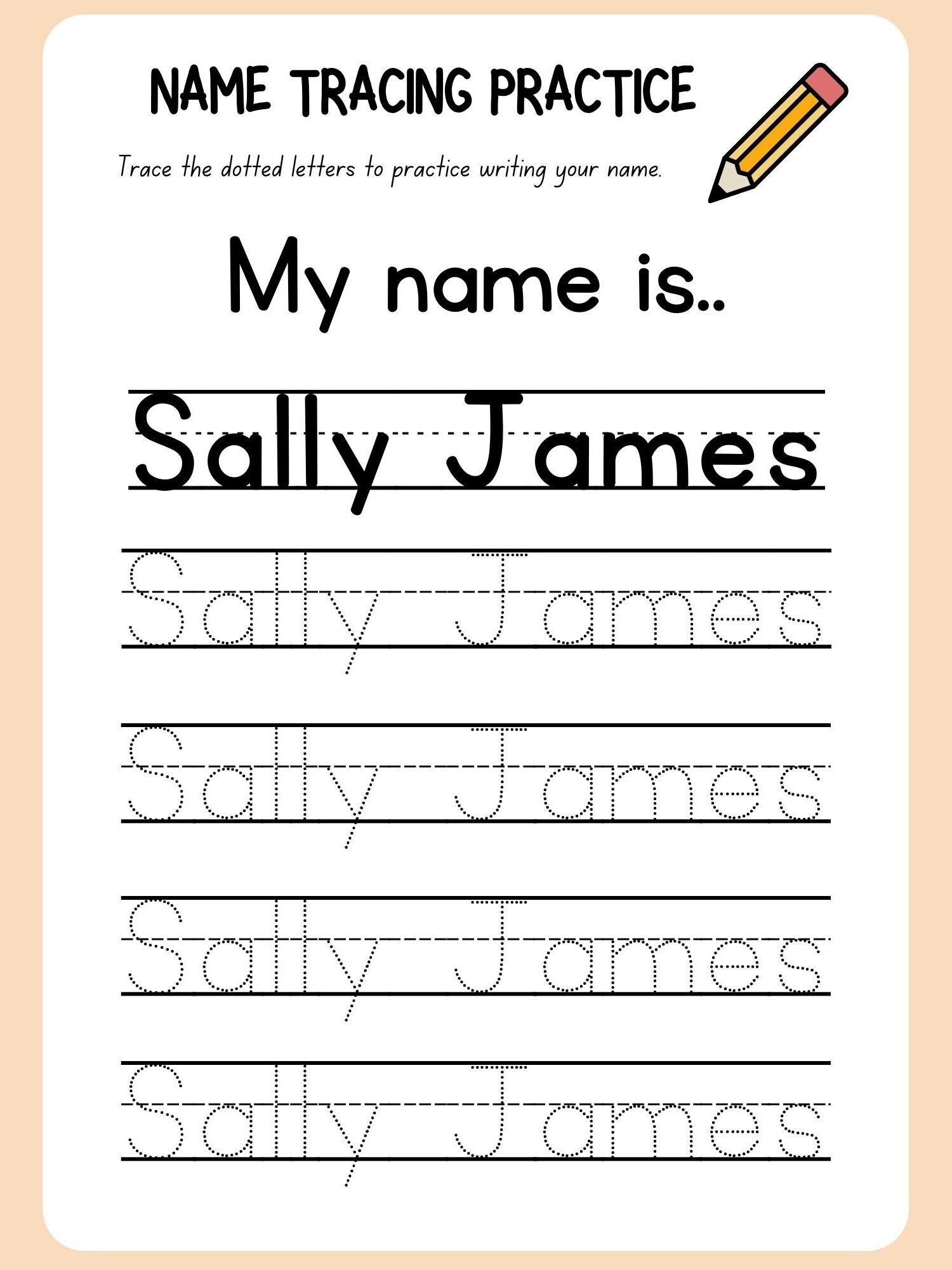 Pre k Custom Name Tracing Worksheet Etsy Pre k Custom Name Tracing Worksheet Etsy