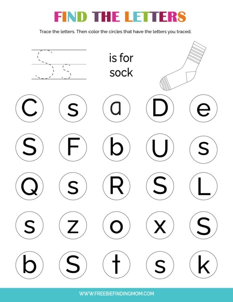 find the letter s worksheets