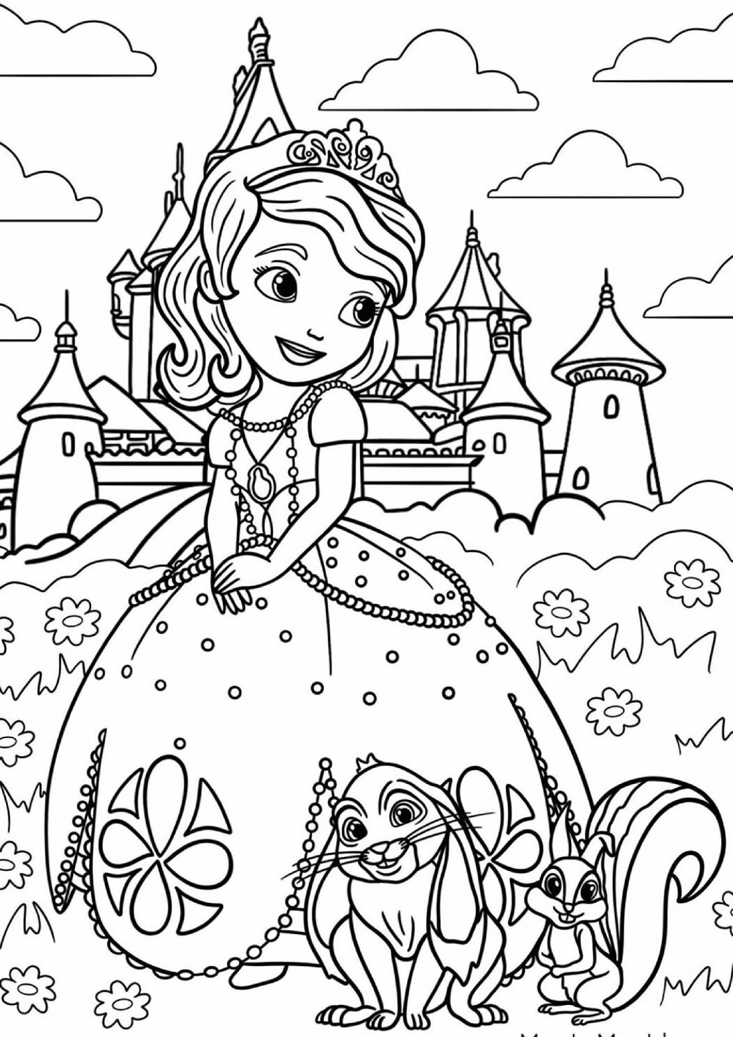 Princess Sofia Royal Garden Scene Coloring Page For Kids Free Activity PDF Download The Imagination Hive