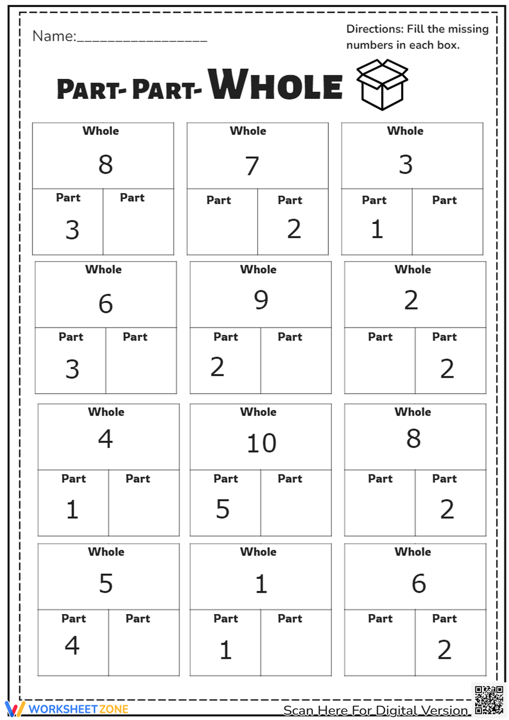 Printable 2nd Grade Part Part Whole Worksheets Download
