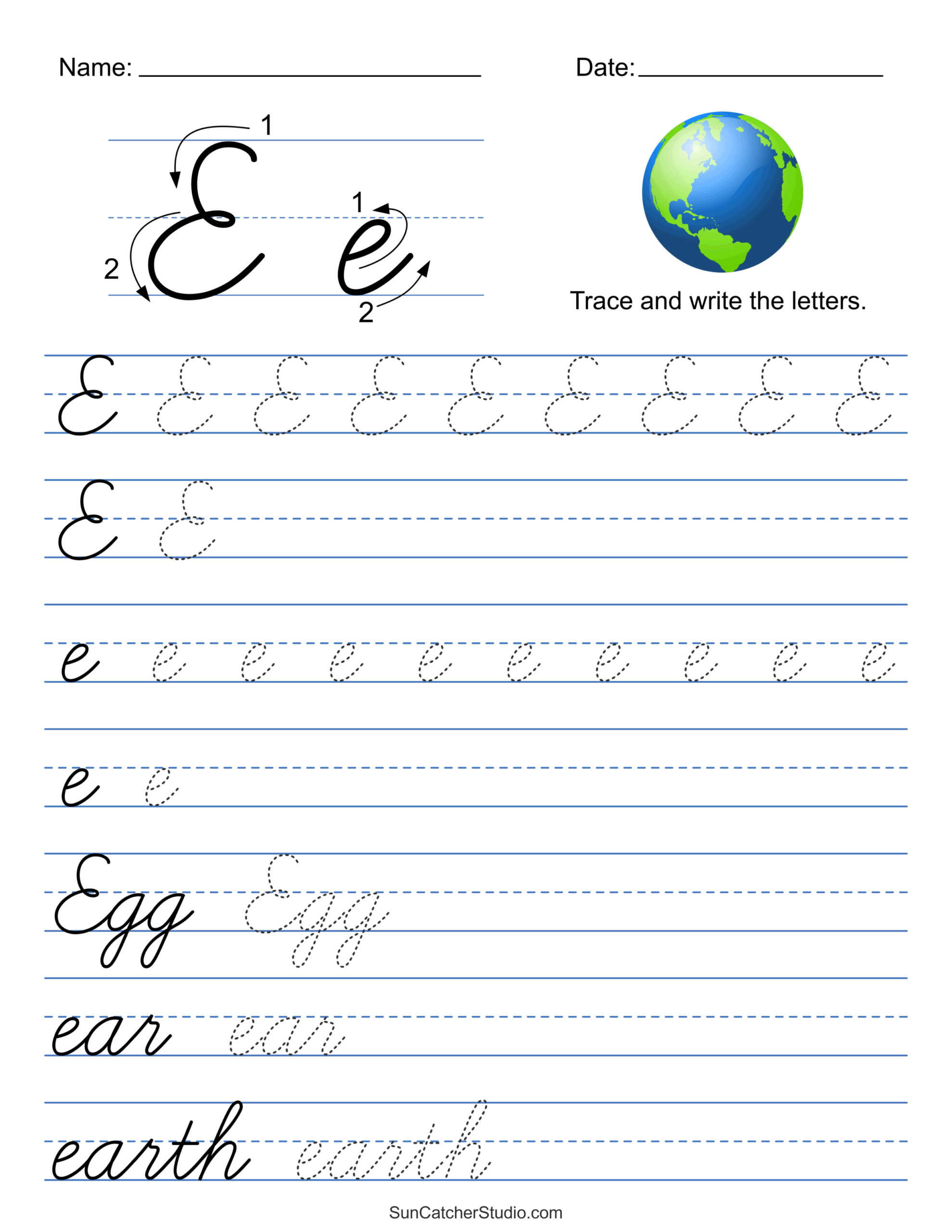 printable cursive writing pages