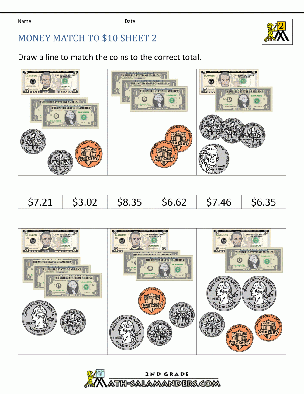 Printable Money Worksheets To 10