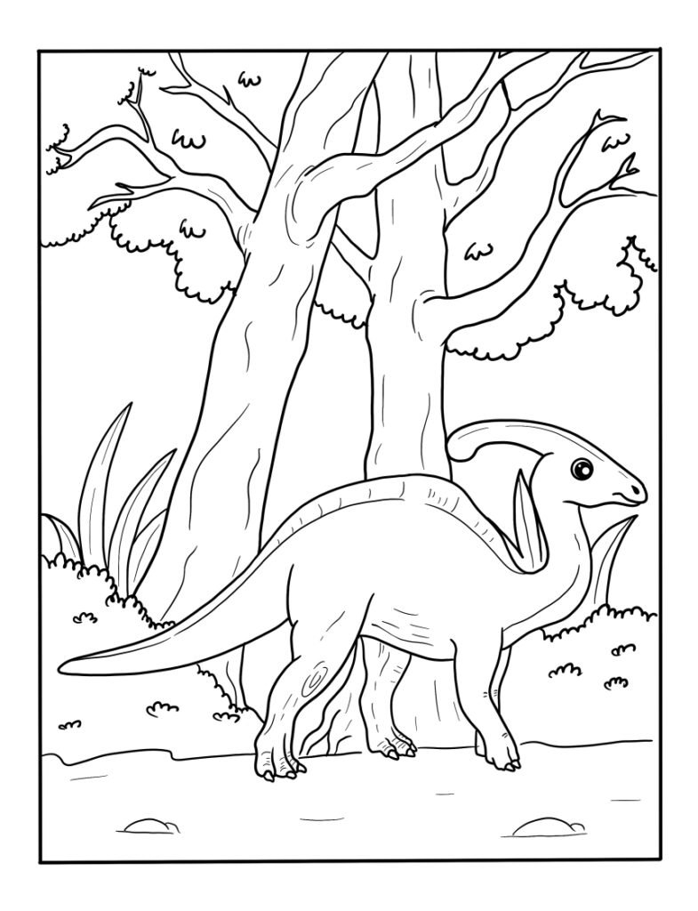 Printable Realistic Dinosaur Coloring Pages Parasaurolophus