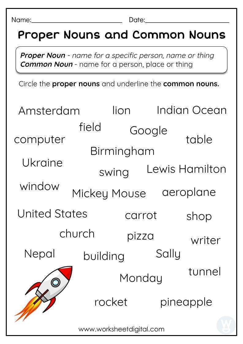 common and proper nouns worksheet common and proper nouns worksheet