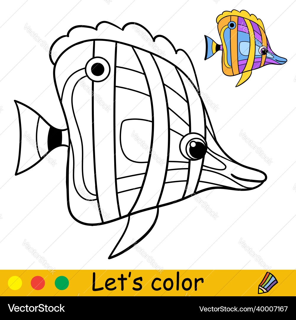 Rainbow Fish Coloring Page Preschool Royalty Free Vector VectorStock